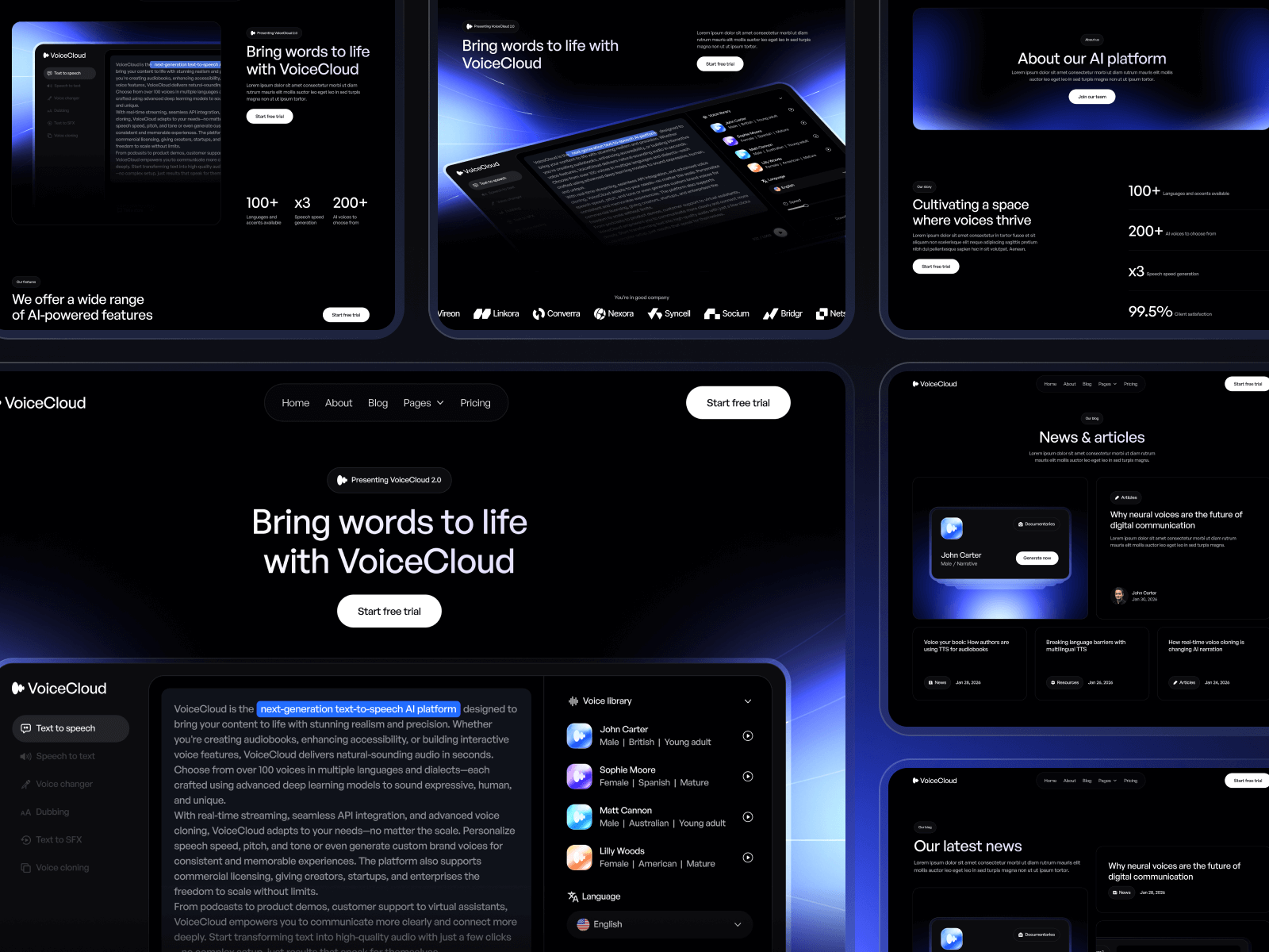 Plantilla para Webflow de Voz IA
