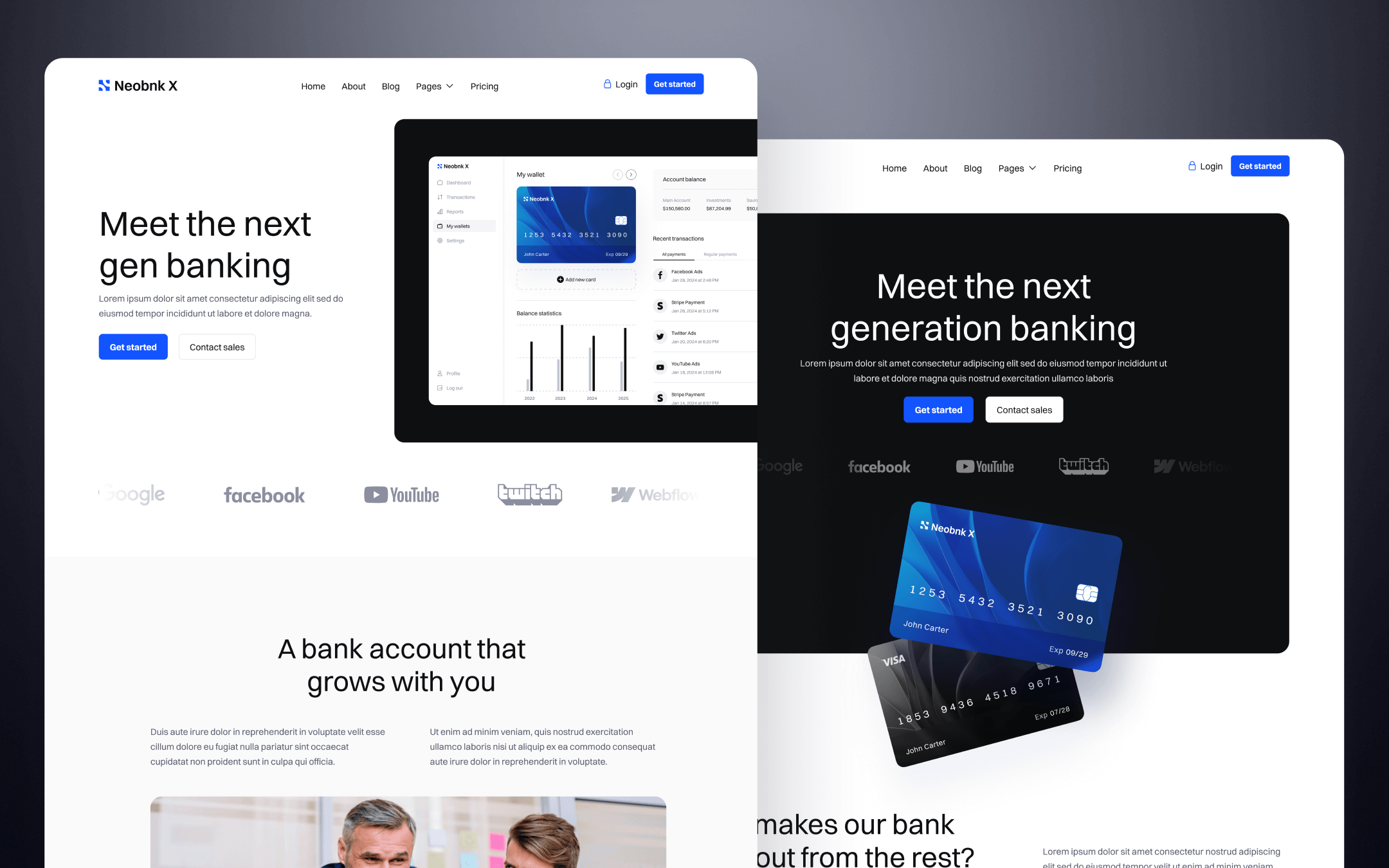 Neobnk X Template para Webflow