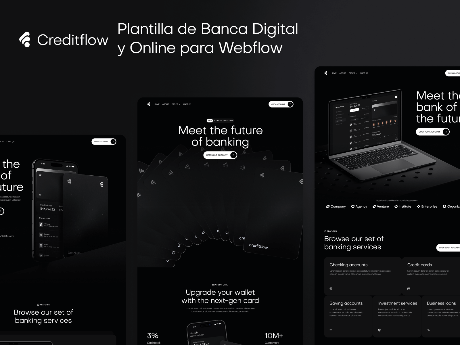Plantilla de Banca Digital y Online para Webflow