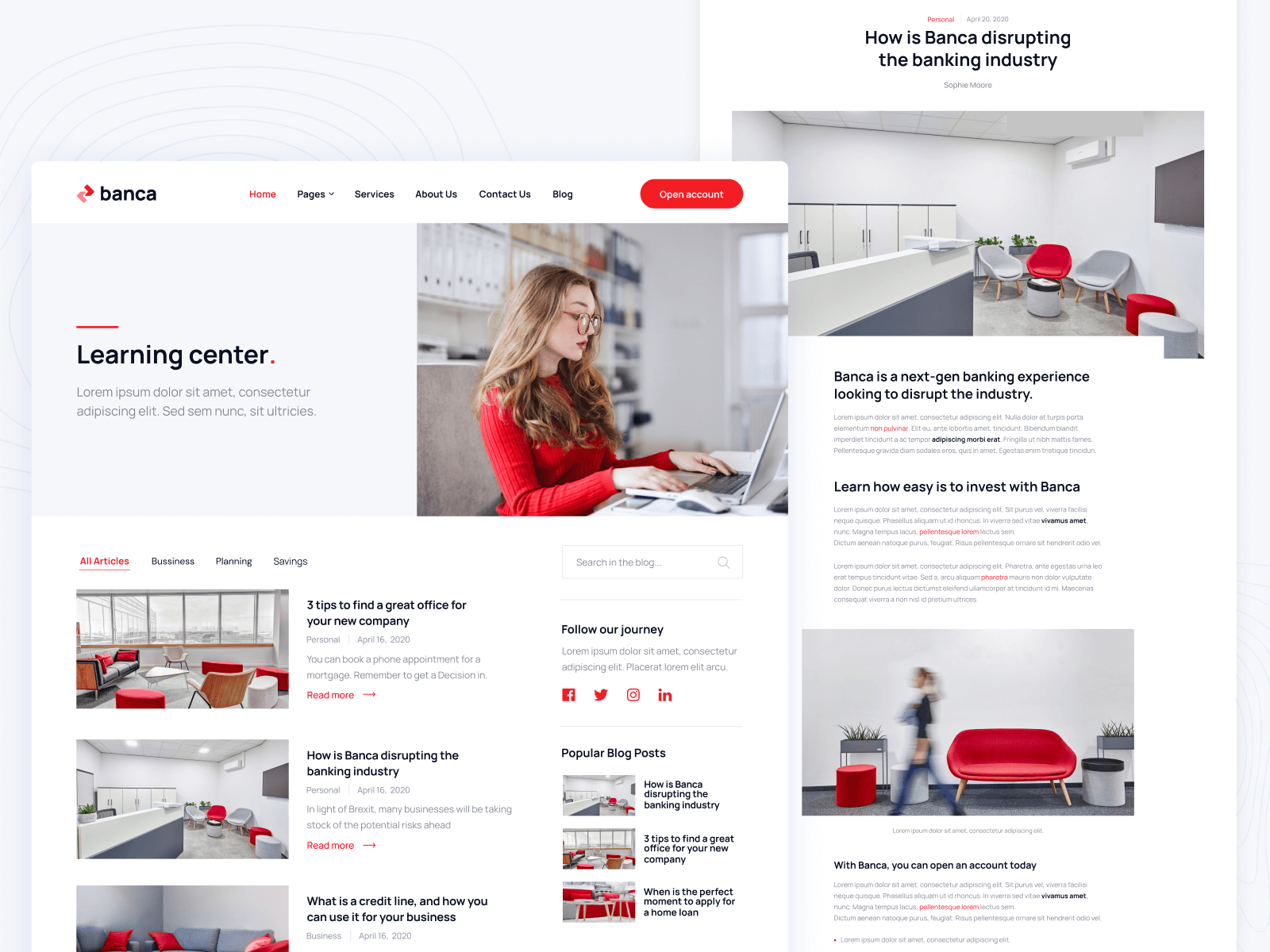 Plantilla para Webflow de Banco
