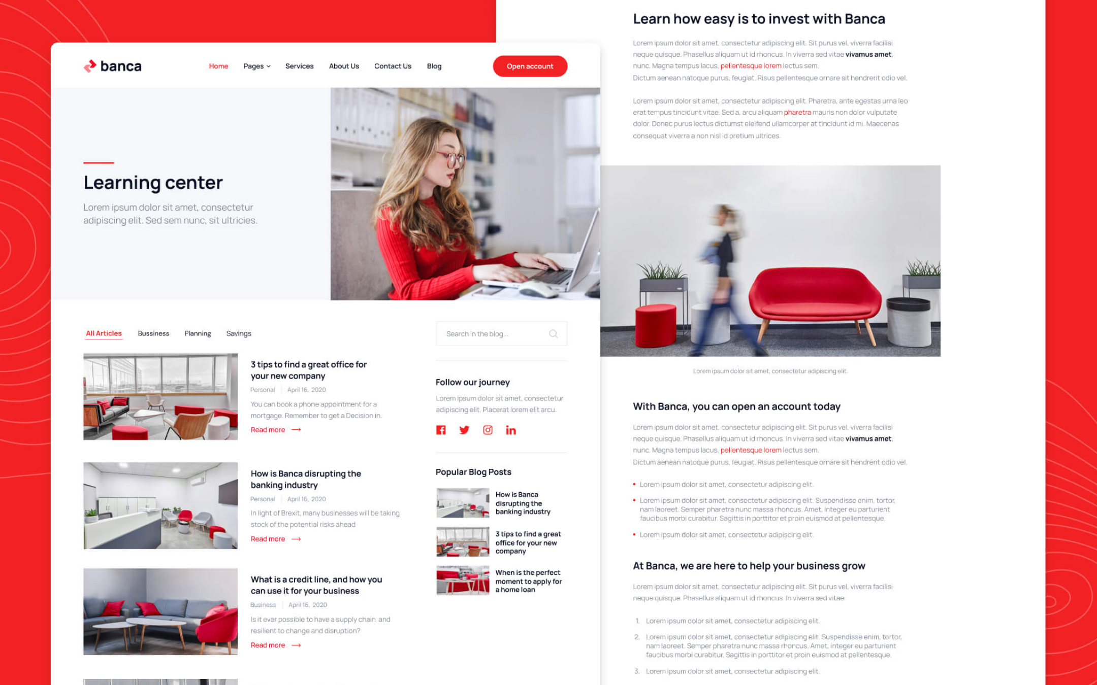Banca Template para Webflow
