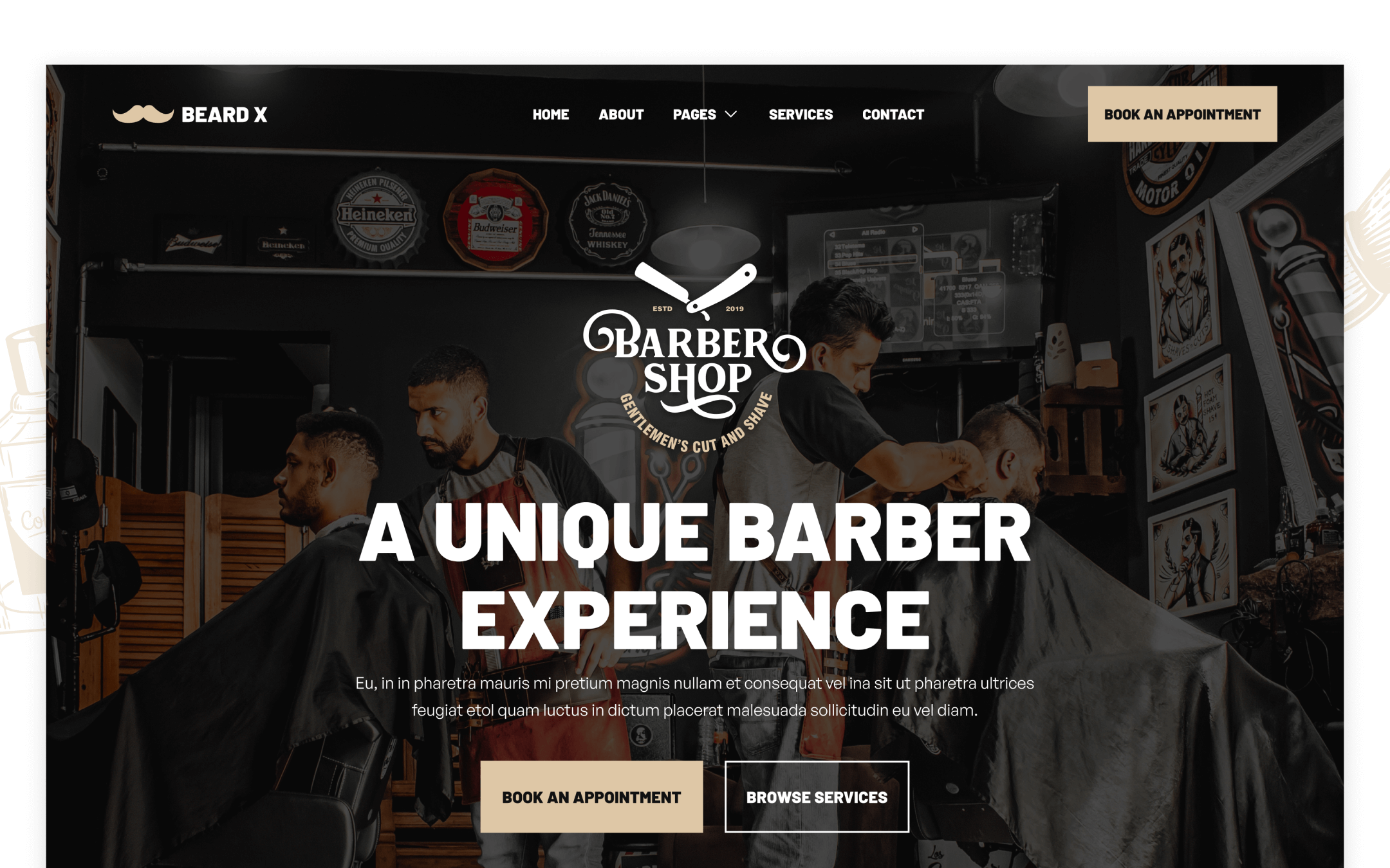 Plantilla de Barbería para Webflow
