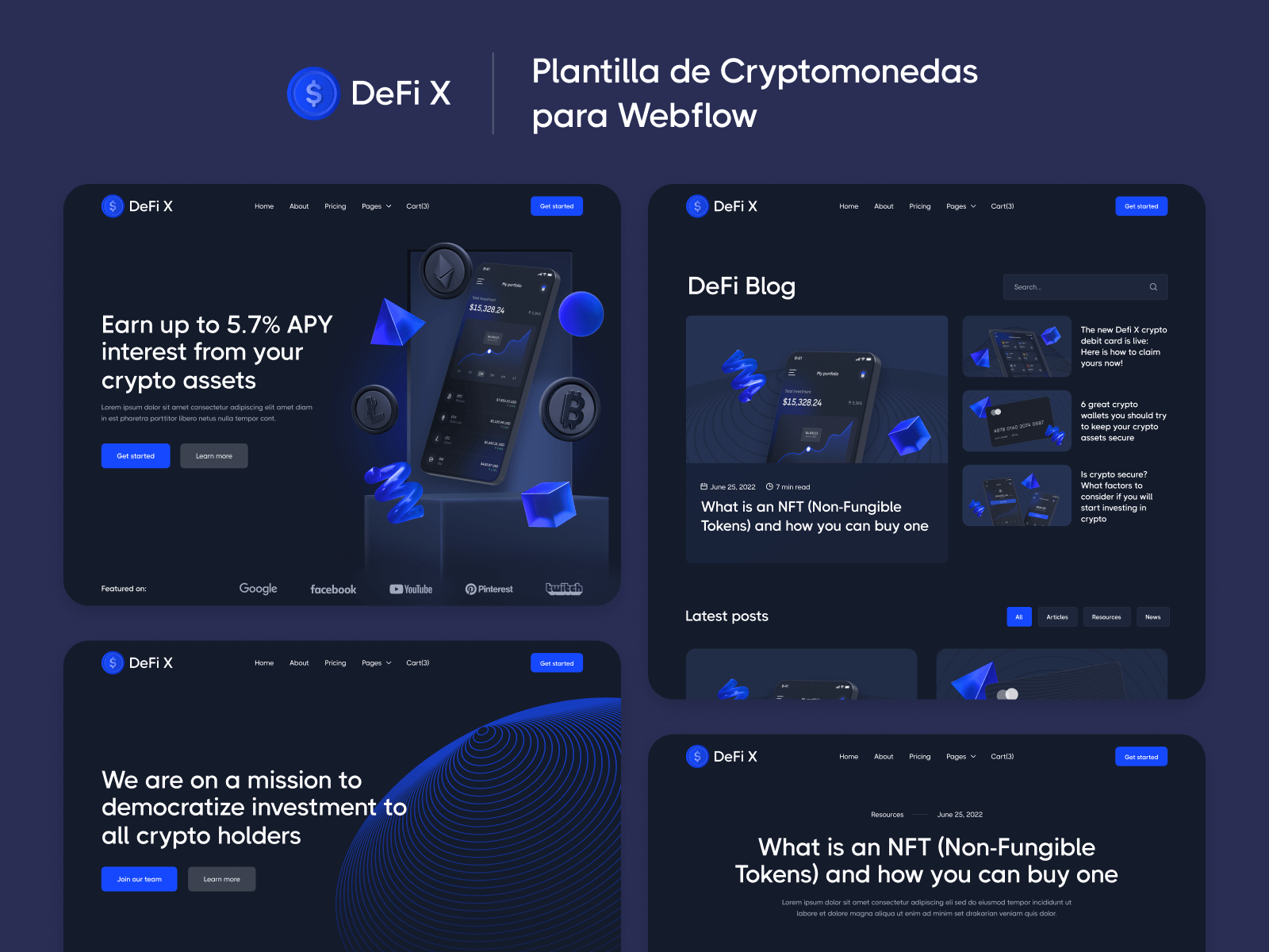 Plantilla de Cryptomonedas para Webflow