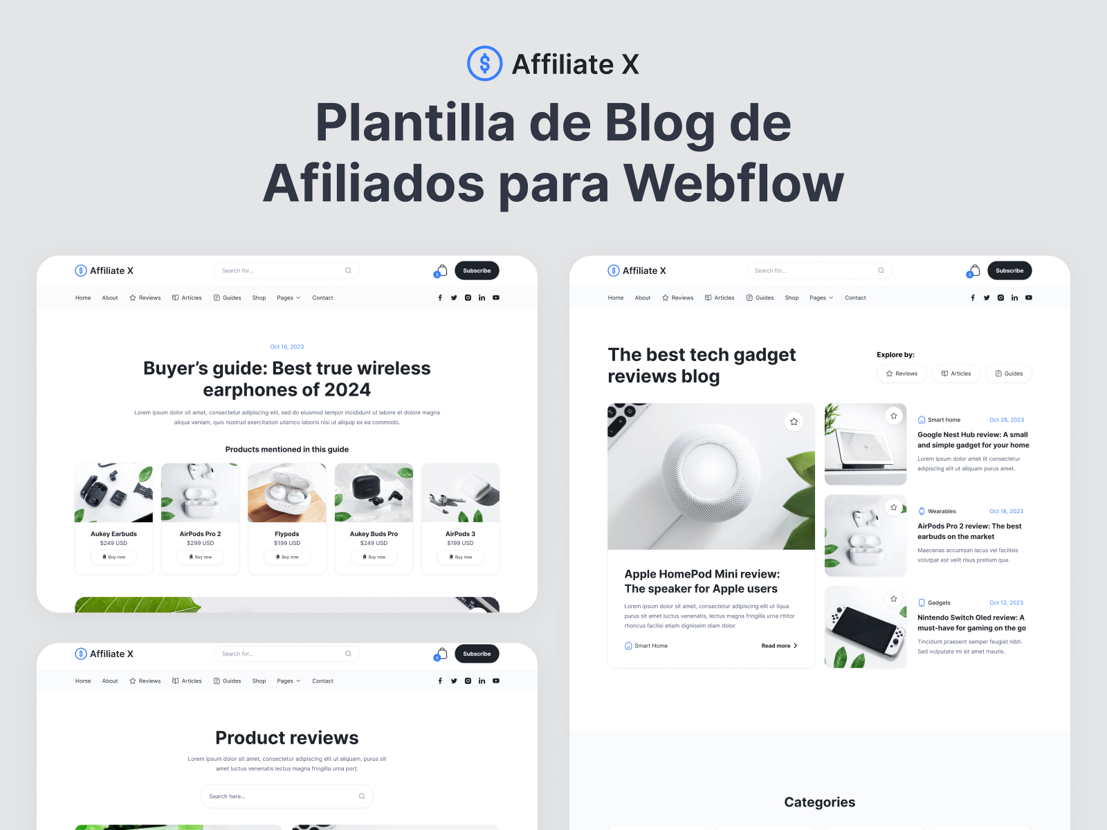 Plantilla de Blog de Afiliados para Webflow
