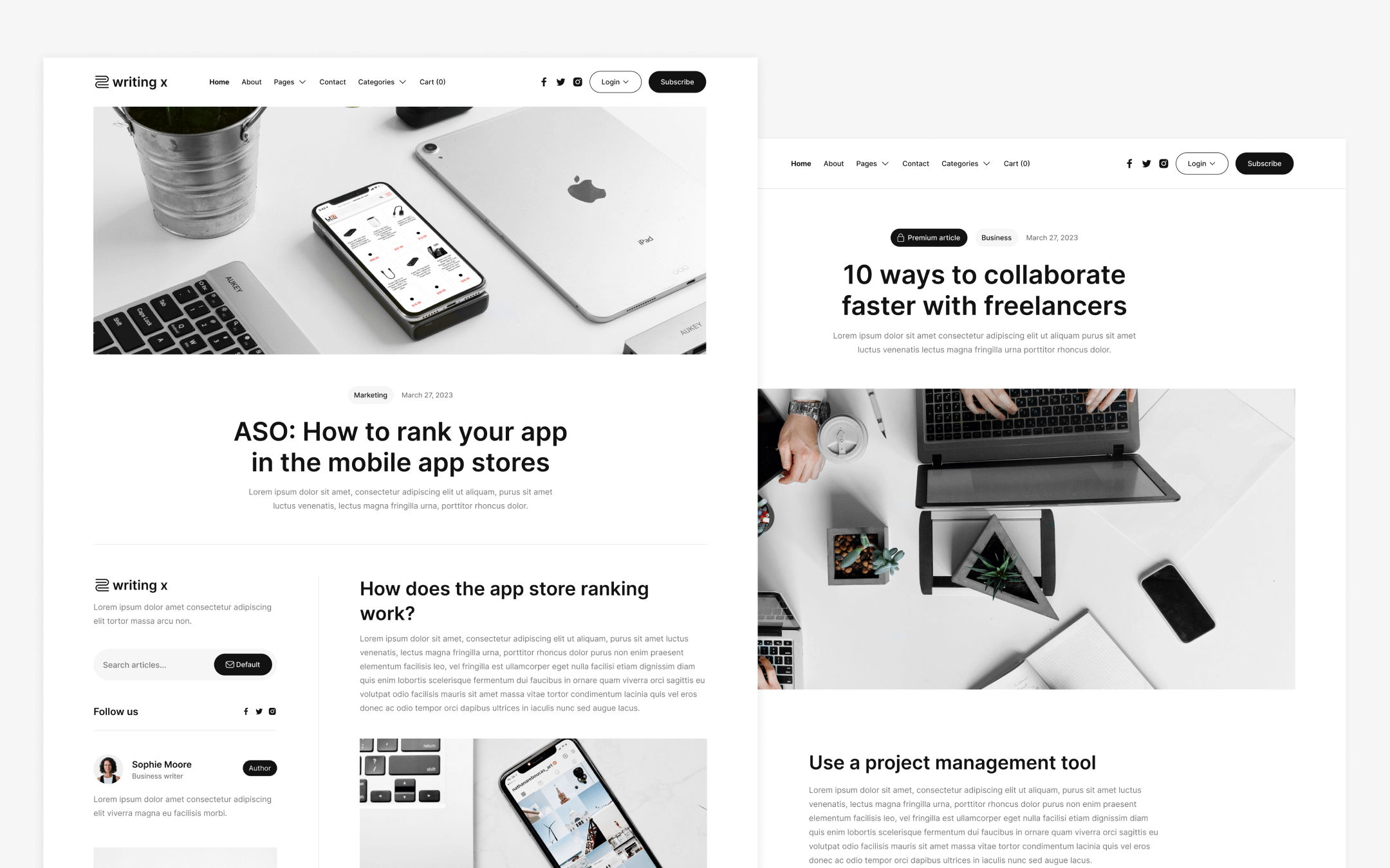 Writing X Template para Webflow