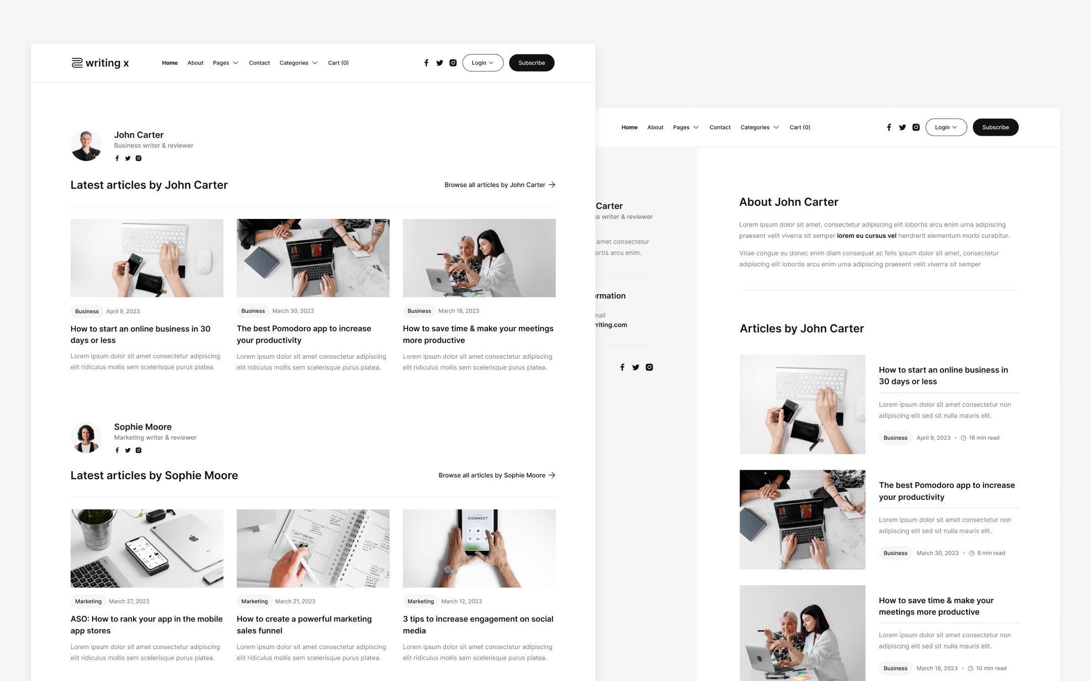 Writing X Template para Webflow