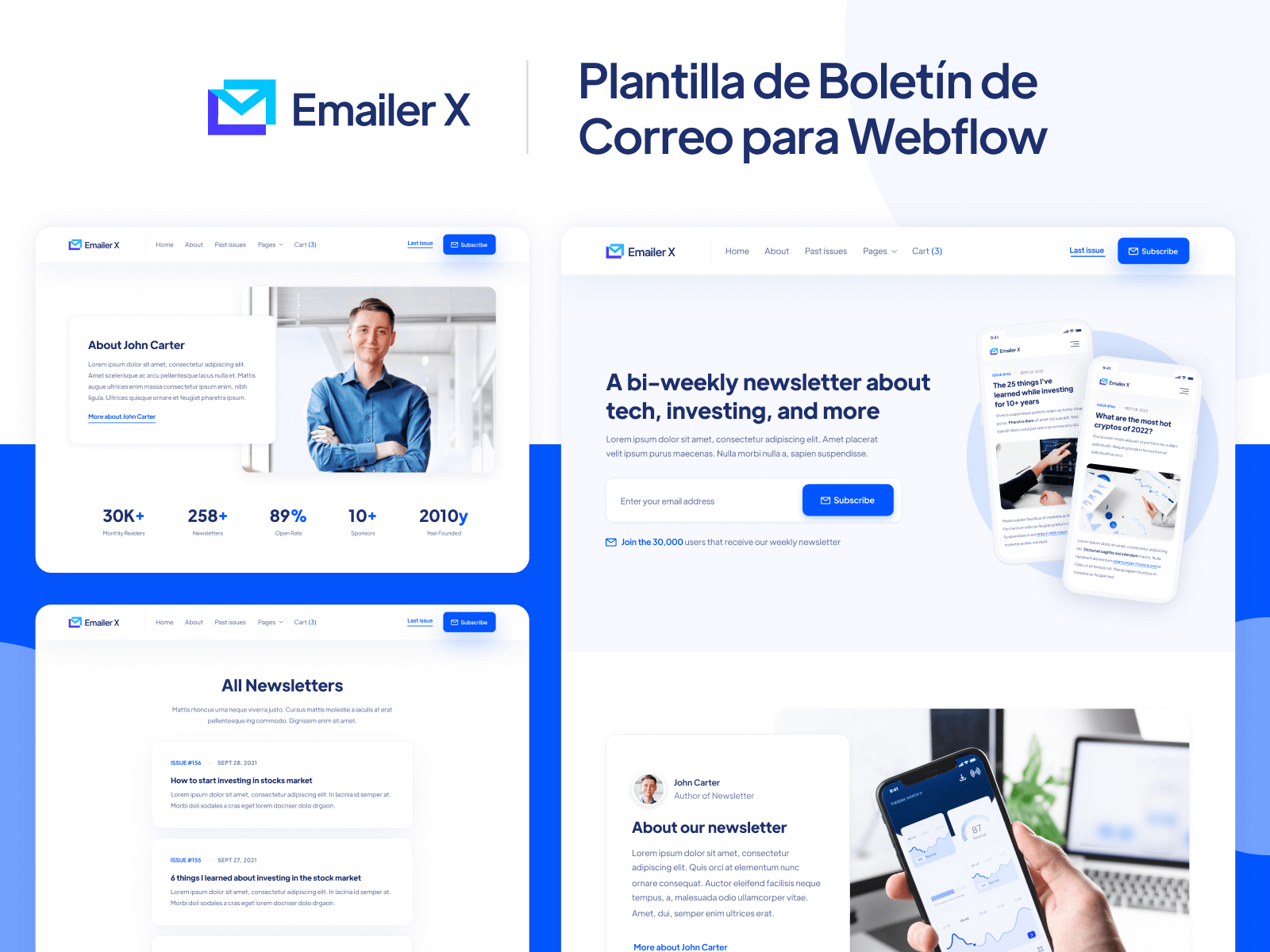  Plantilla de Boletín de Correo para Webflow