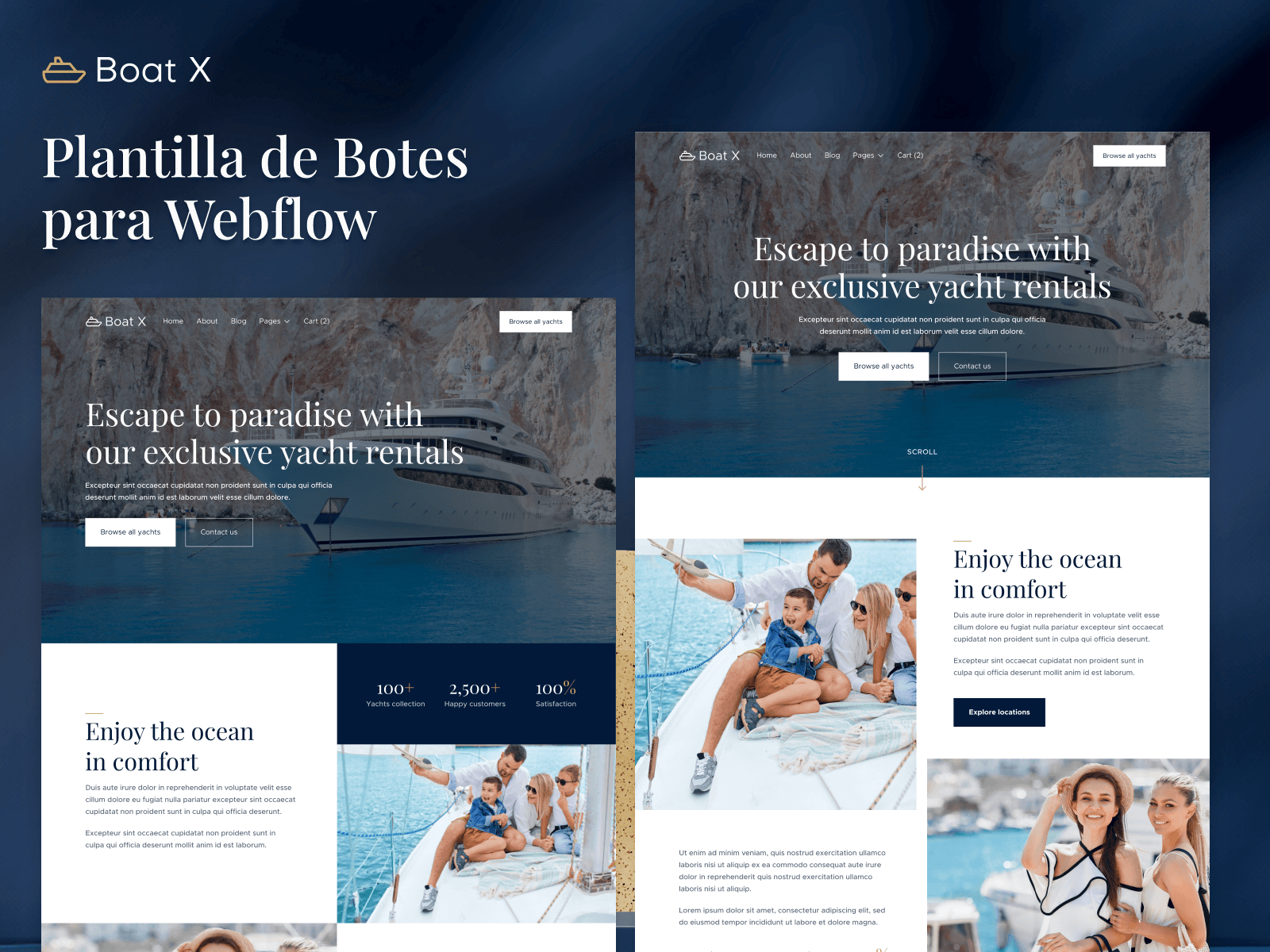 Plantilla de Botes para Webflow