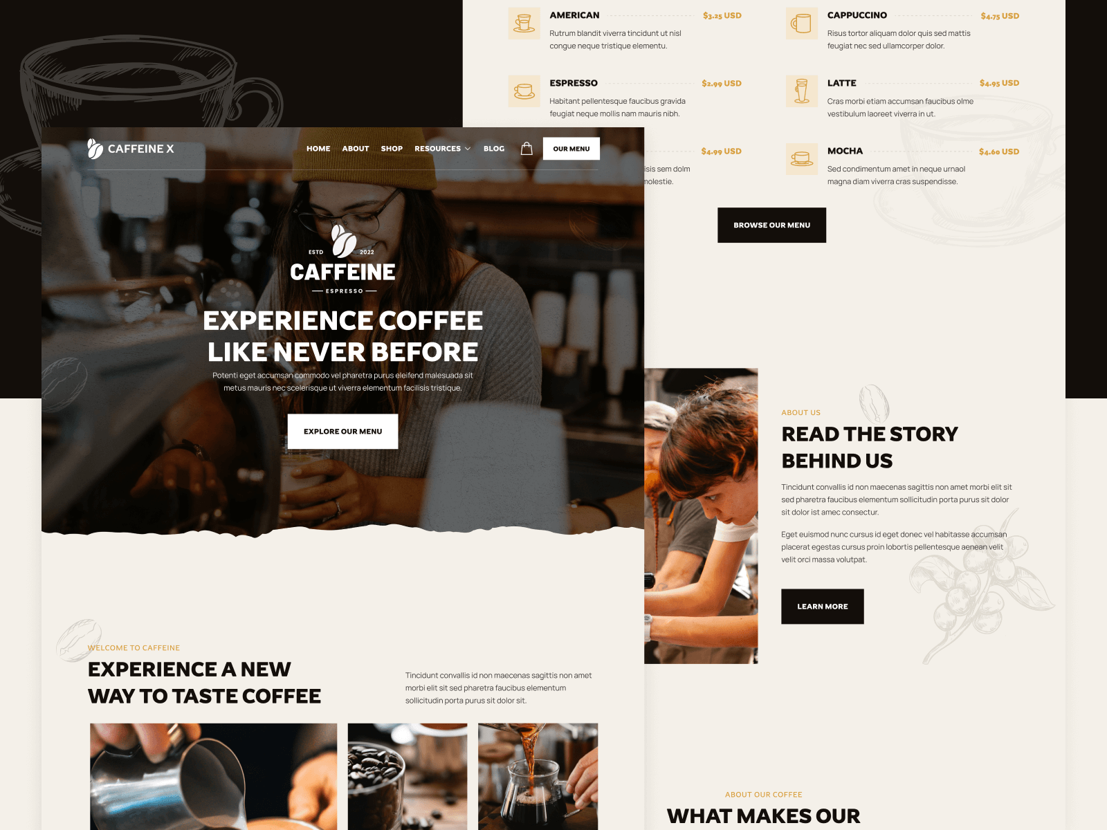 Plantilla de Cafetería para Webflow