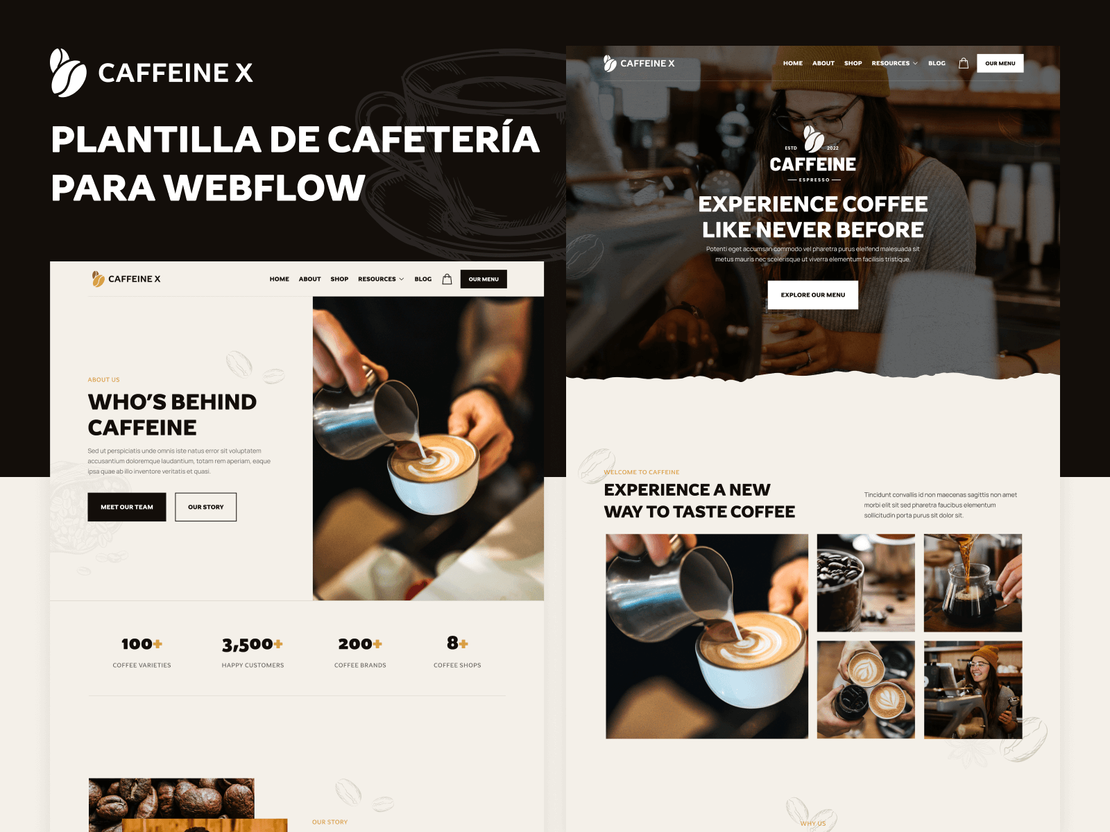 Plantilla de Cafetería para Webflow