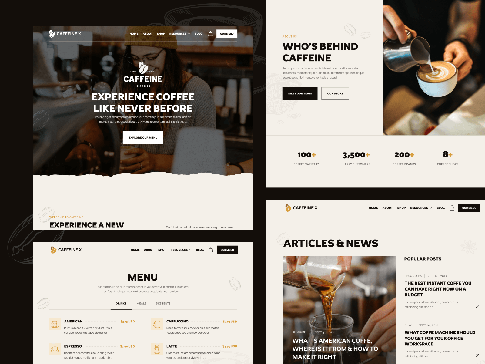 Plantilla para Webflow de Cafetería