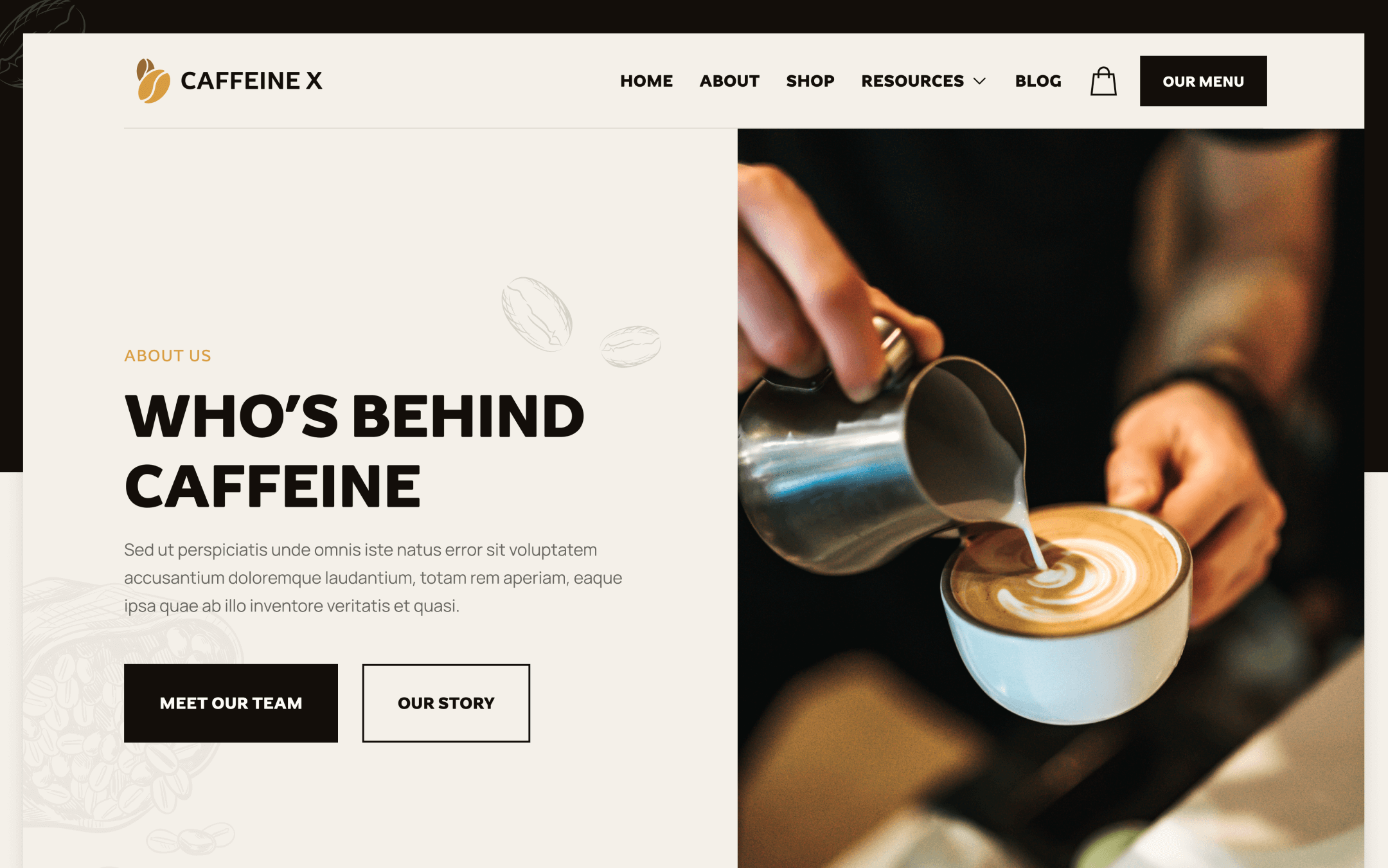 Caffeine X Template para Webflow