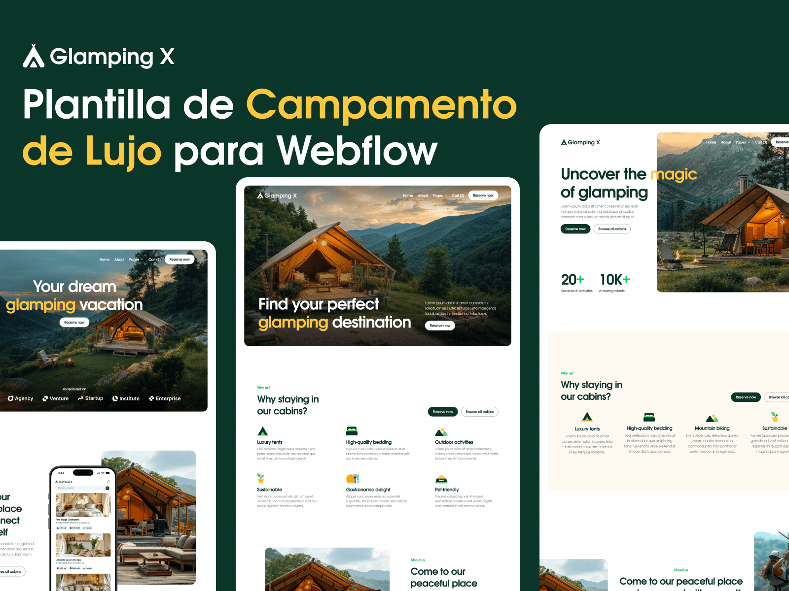 Plantilla de Campamento de Lujo para Webflow