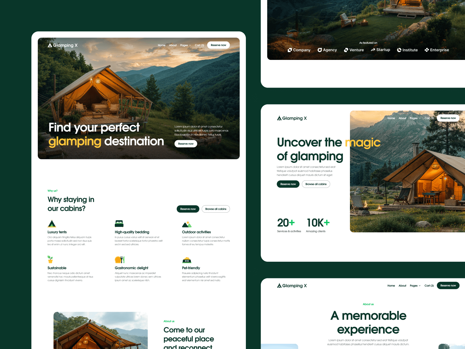 Plantilla de Glamping para Sitio Web en Webflow