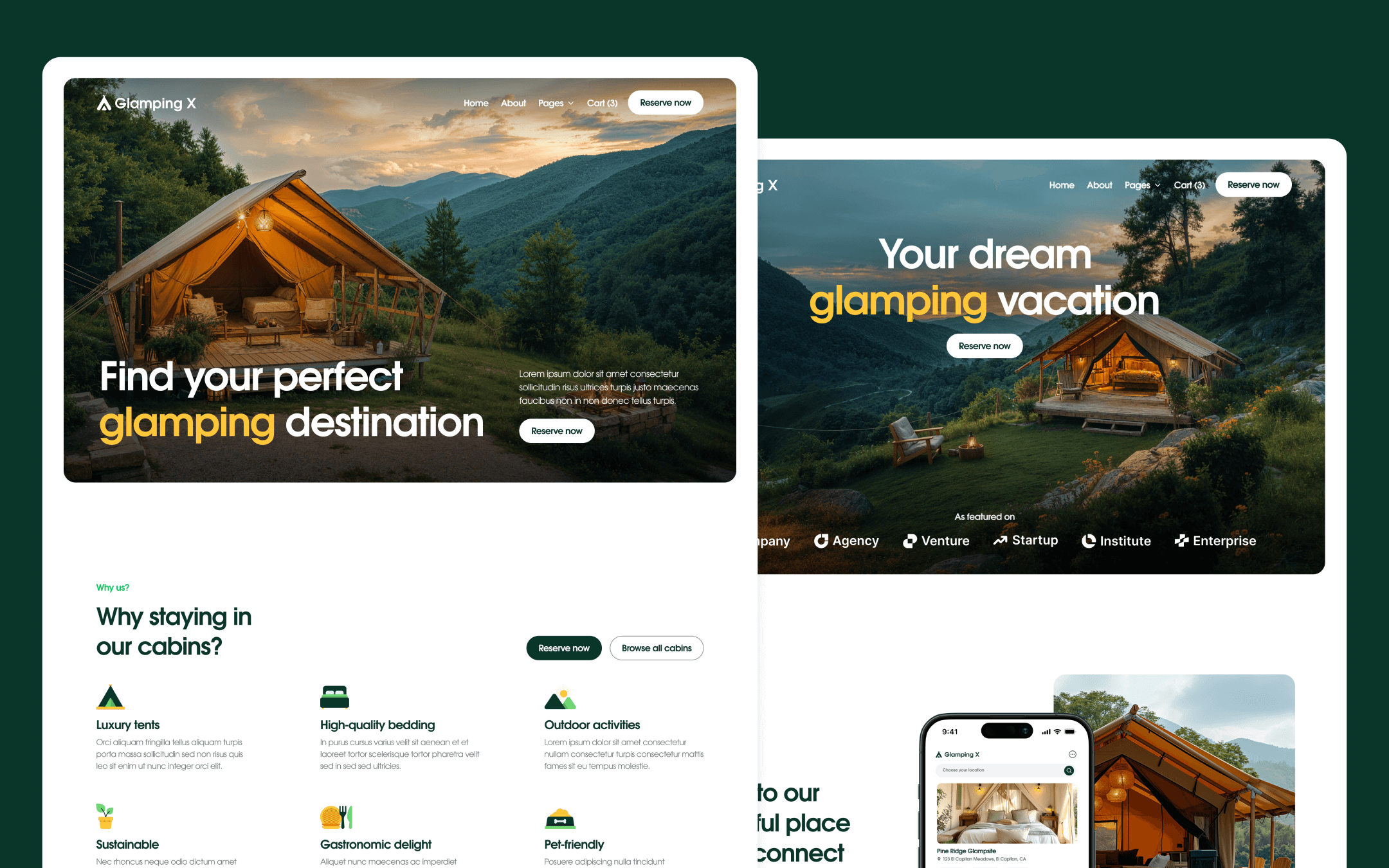 Glamping X Template para Webflow