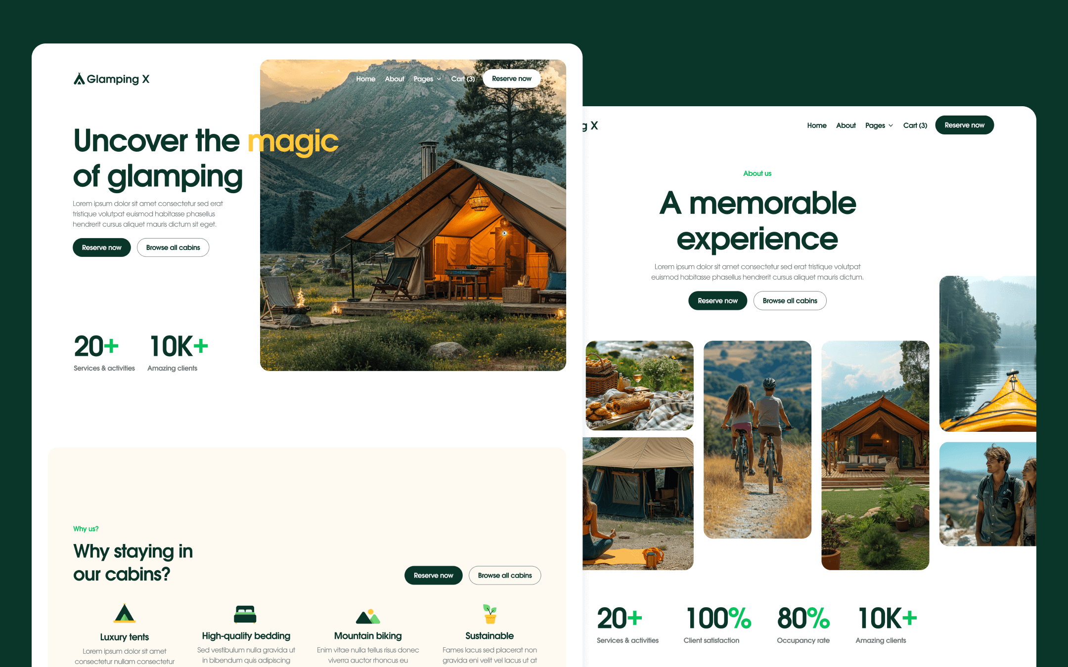 Glamping X Template para Webflow