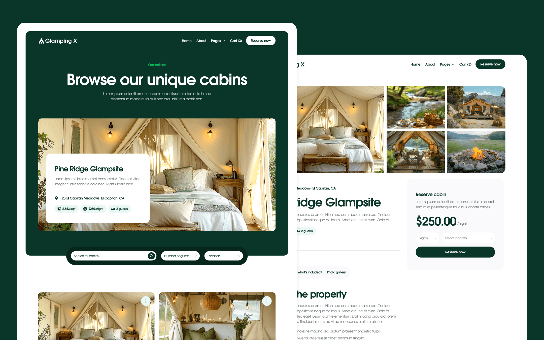 Glamping X Template para Webflow