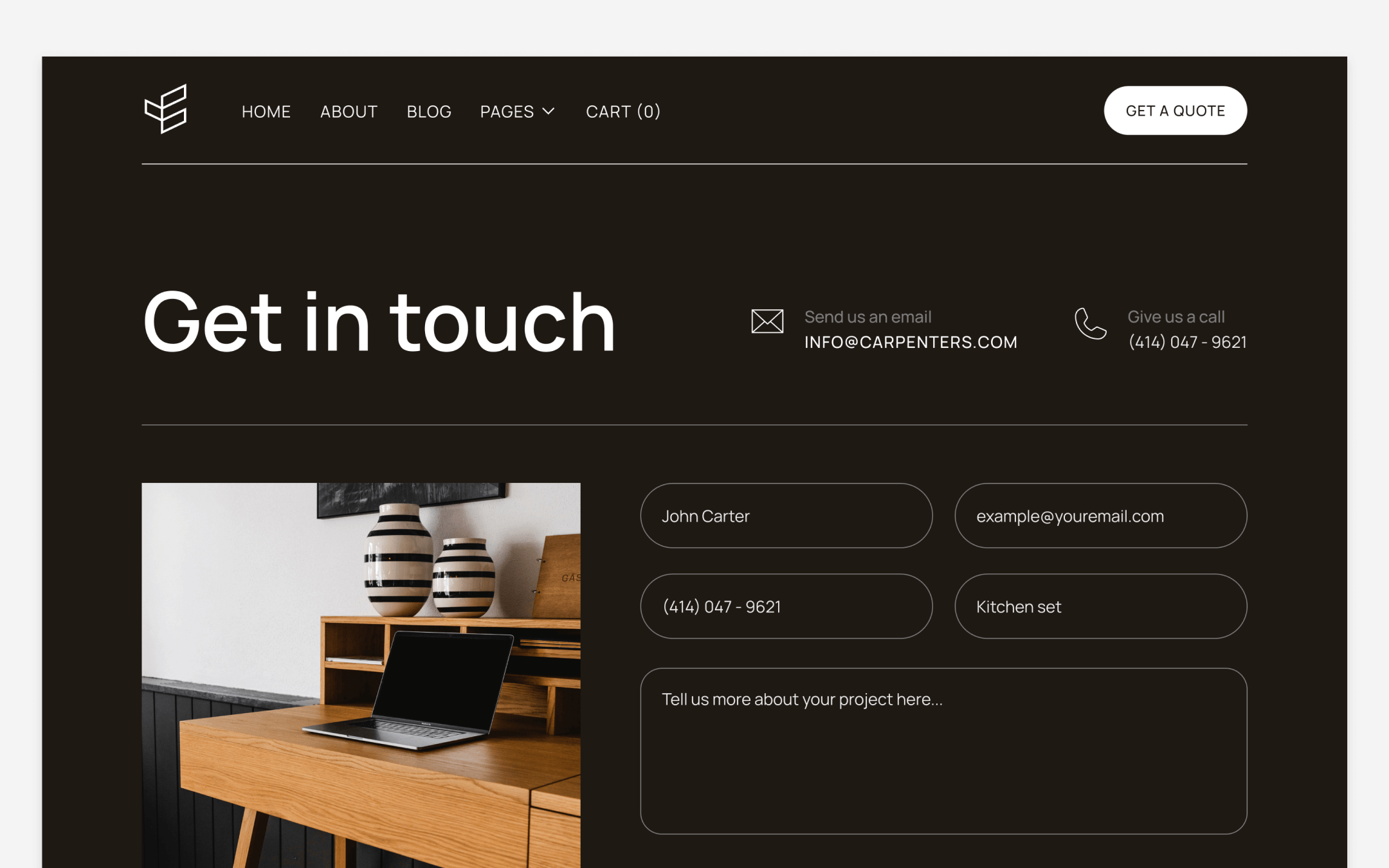Carpenters X Template para Webflow