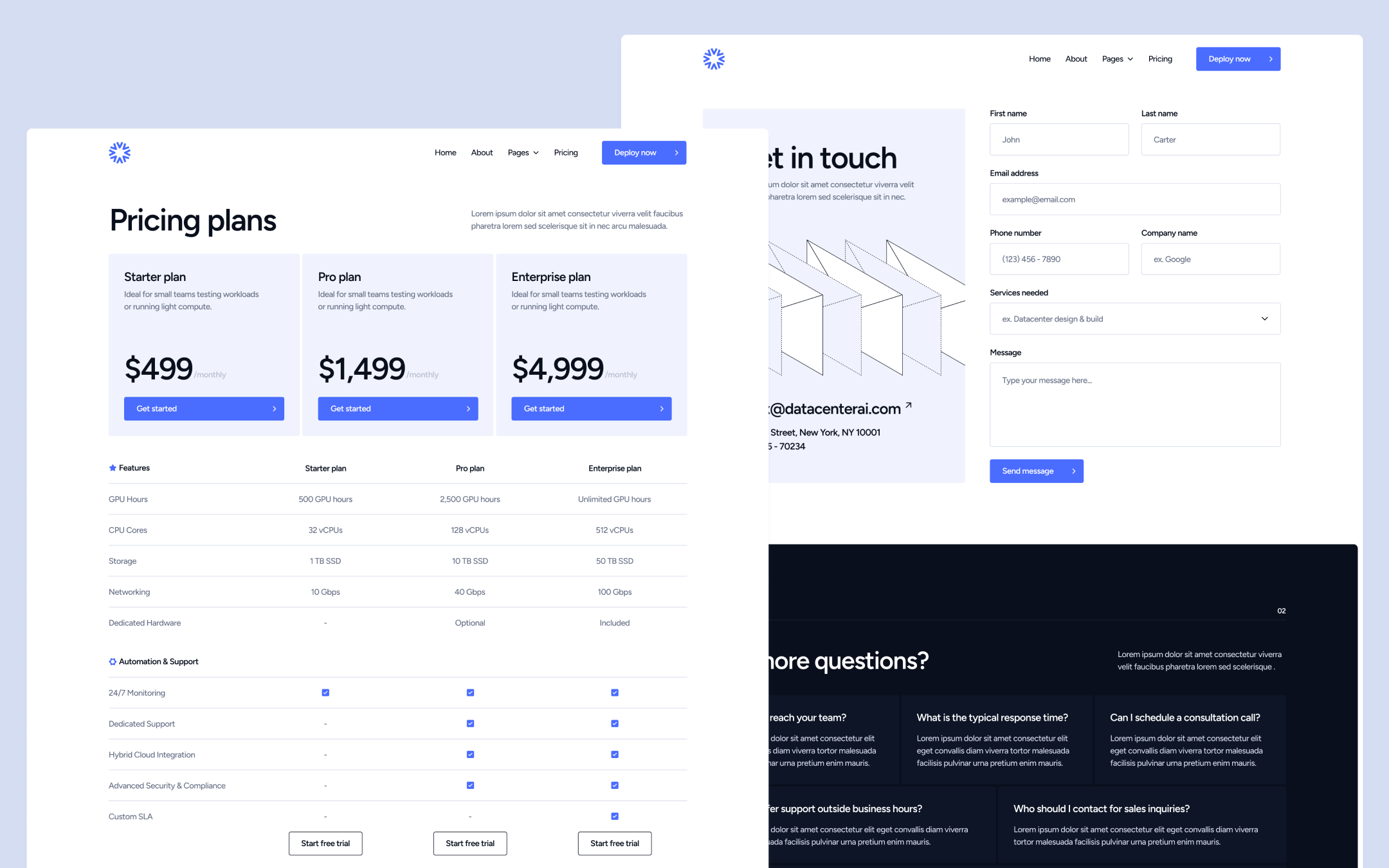 Datacenter Template para Webflow