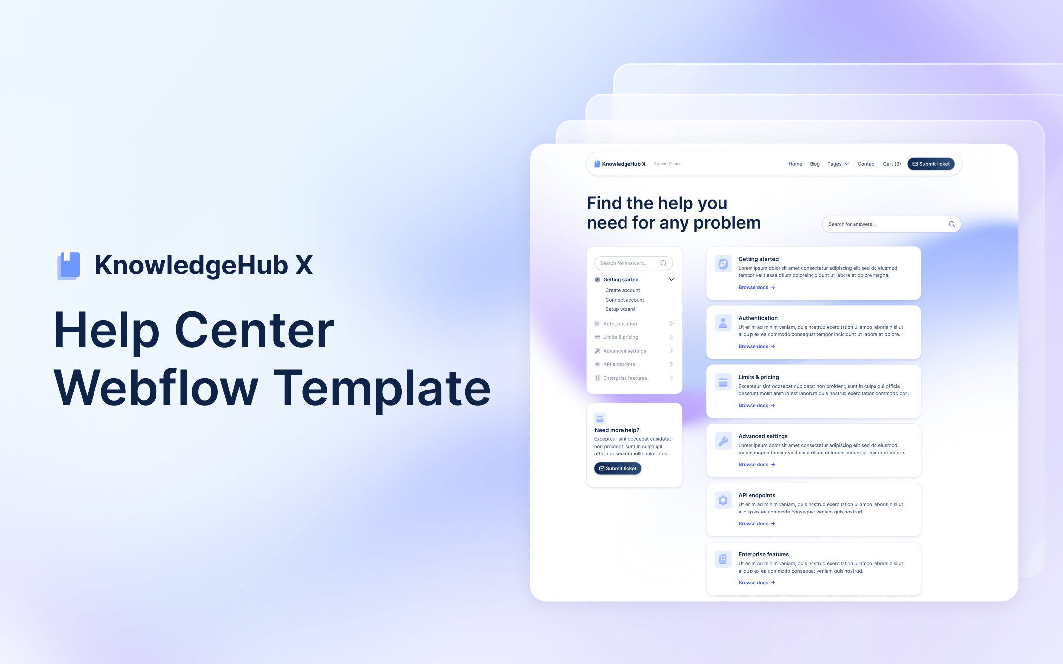 Plantilla de Centro de Soporte para Webflow