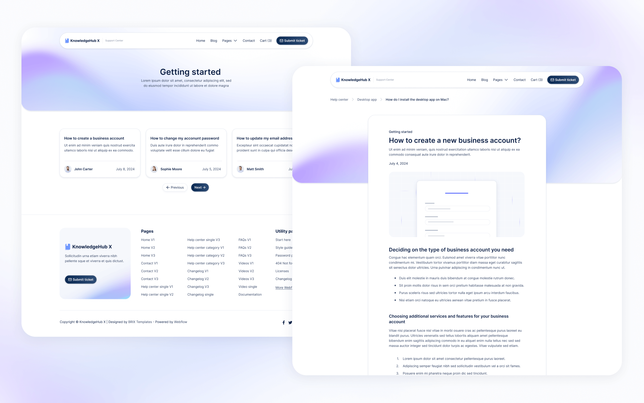 KnowledgeHub X Template para Webflow