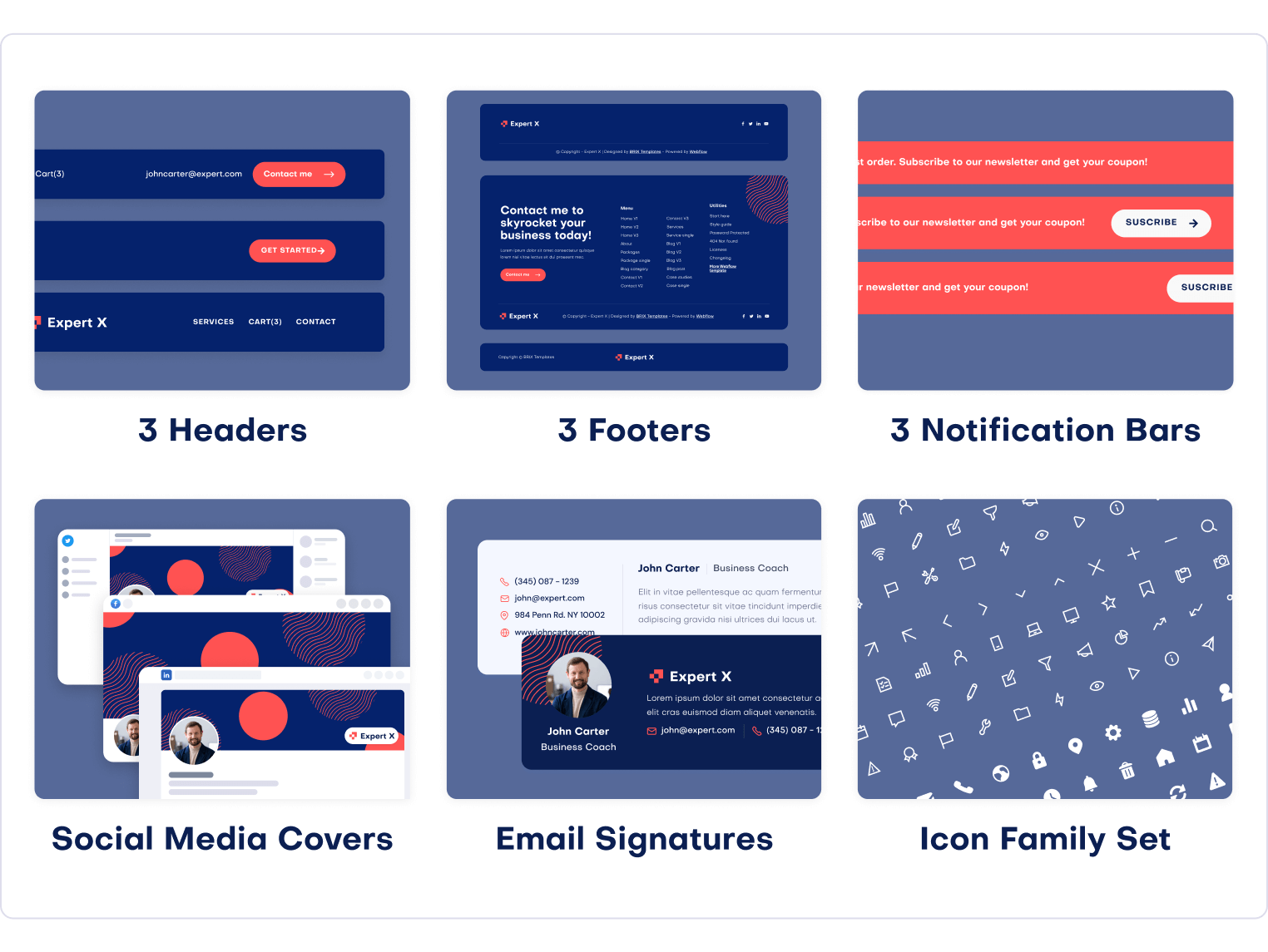 Expert X - Business Coach Webflow Template Benefits