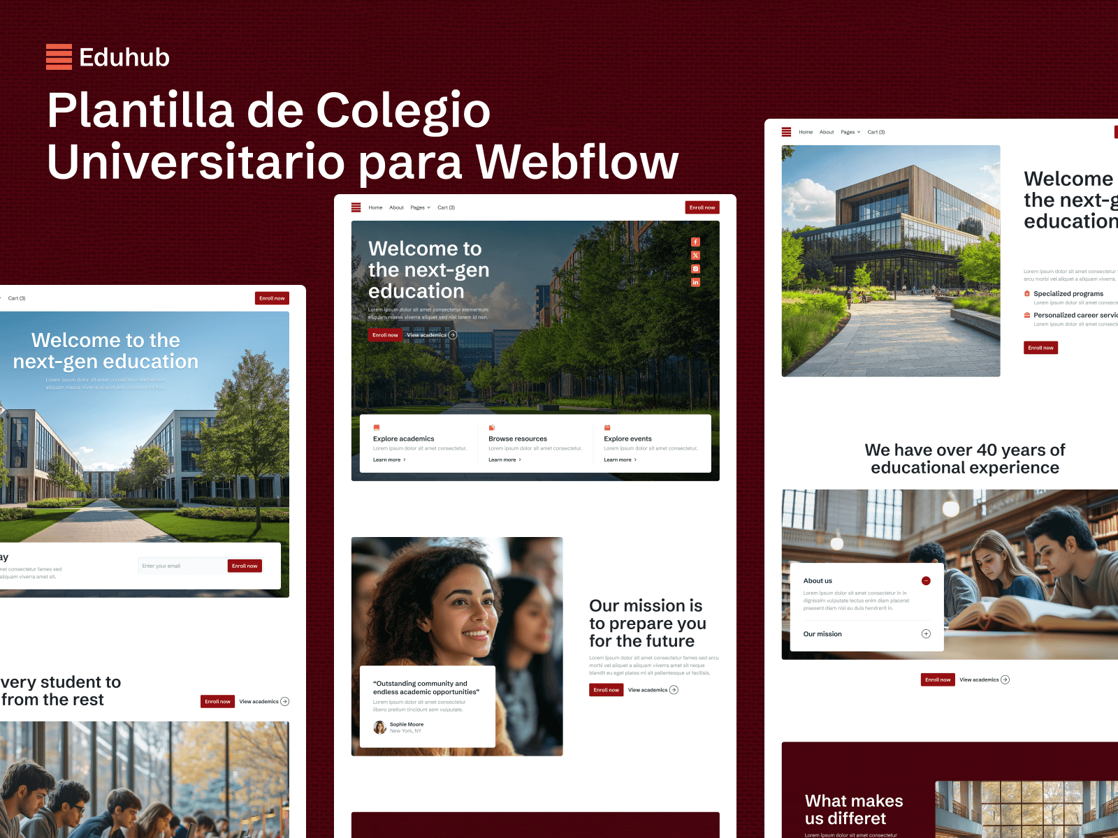 Plantilla de Colegio Universitario para Webflow