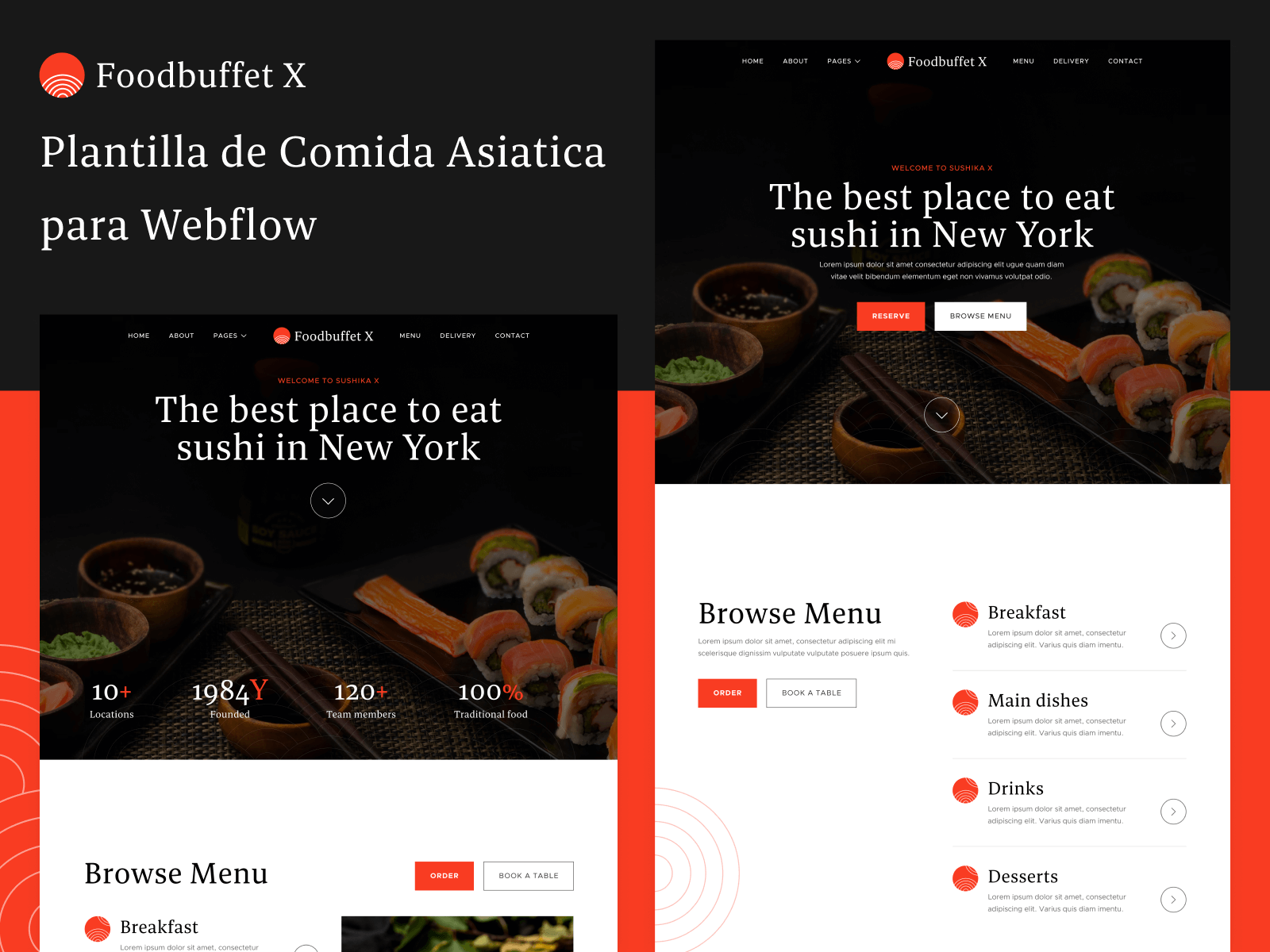 Plantilla de Comida Asiatica para Webflow