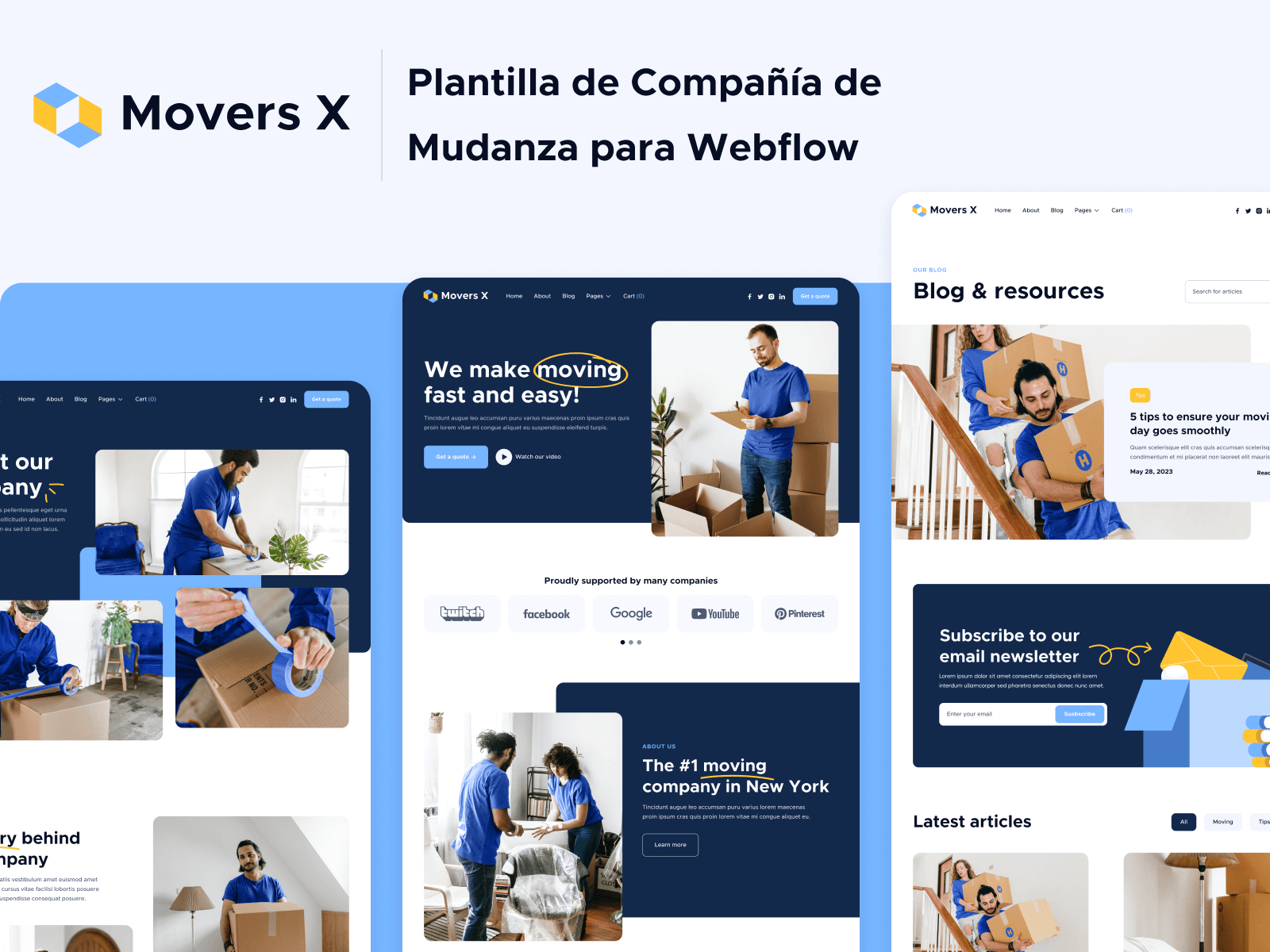  Plantilla de Compañía de Mudanza para Webflow