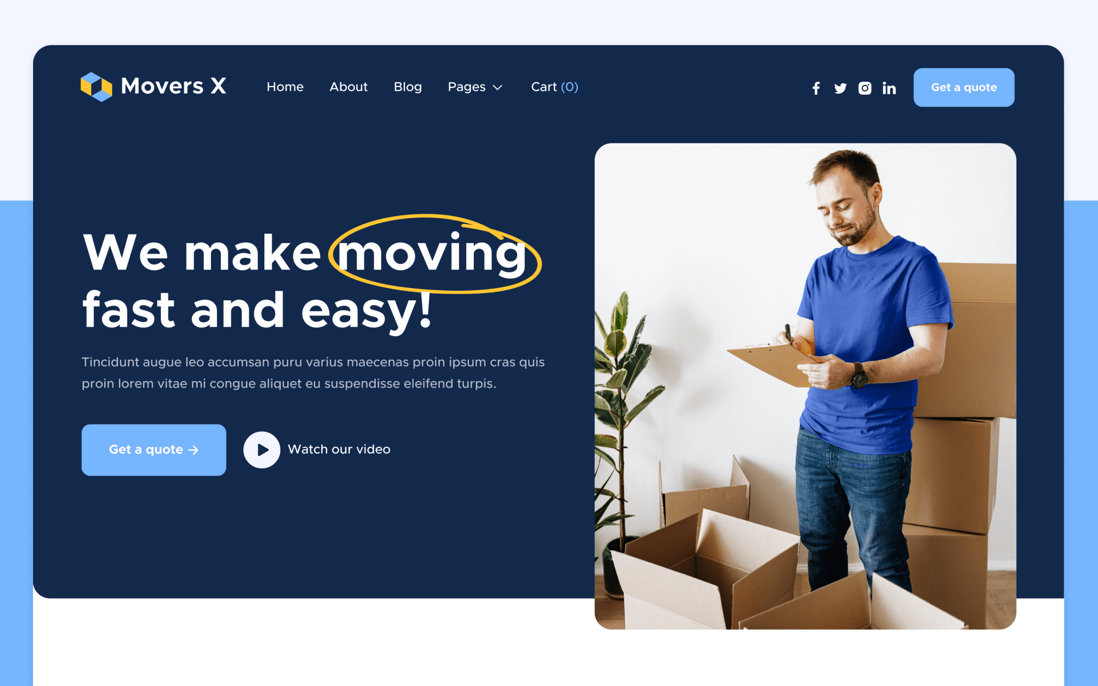 Plantilla de Compañía de Mudanza para Webflow