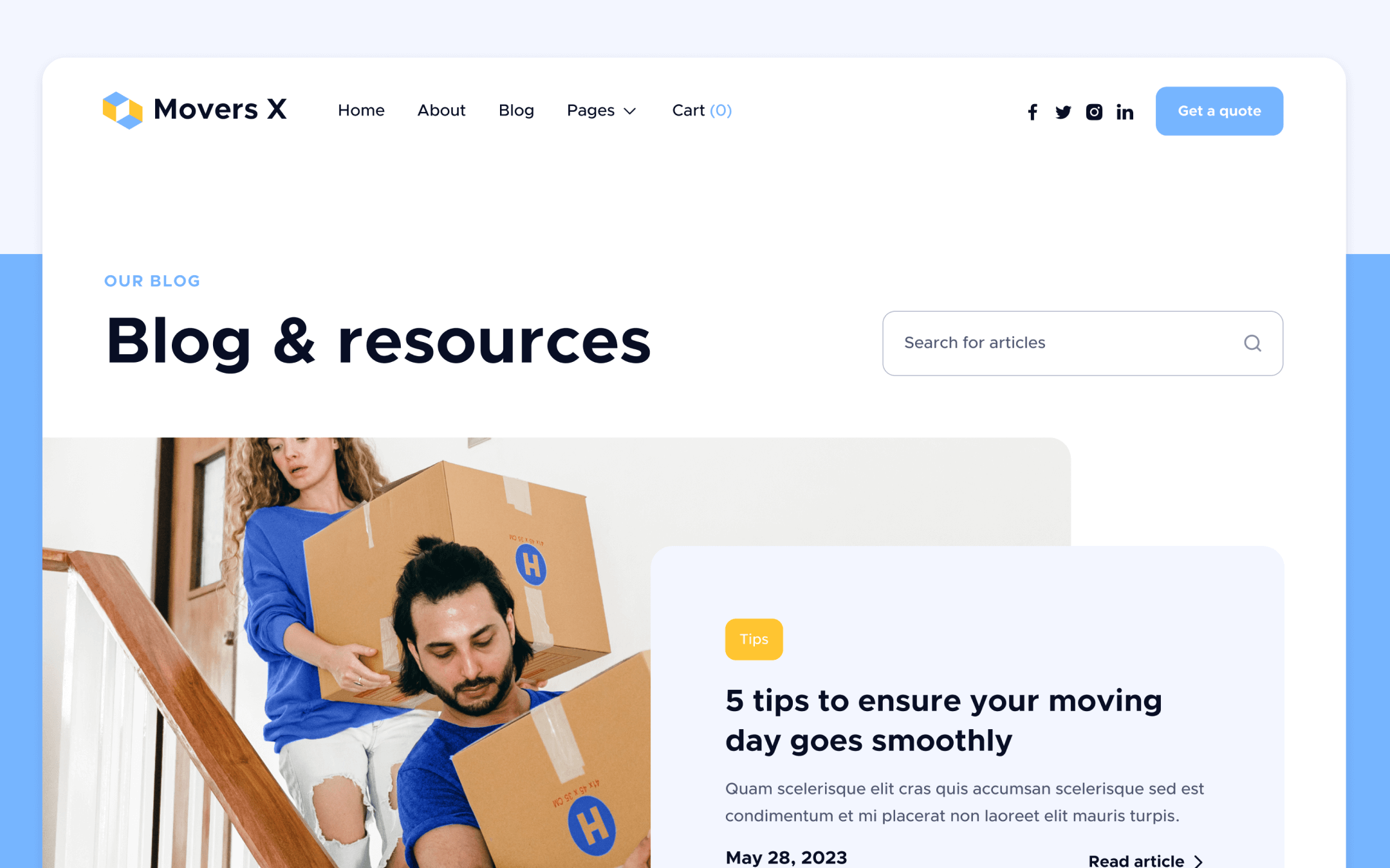Movers X Template para Webflow