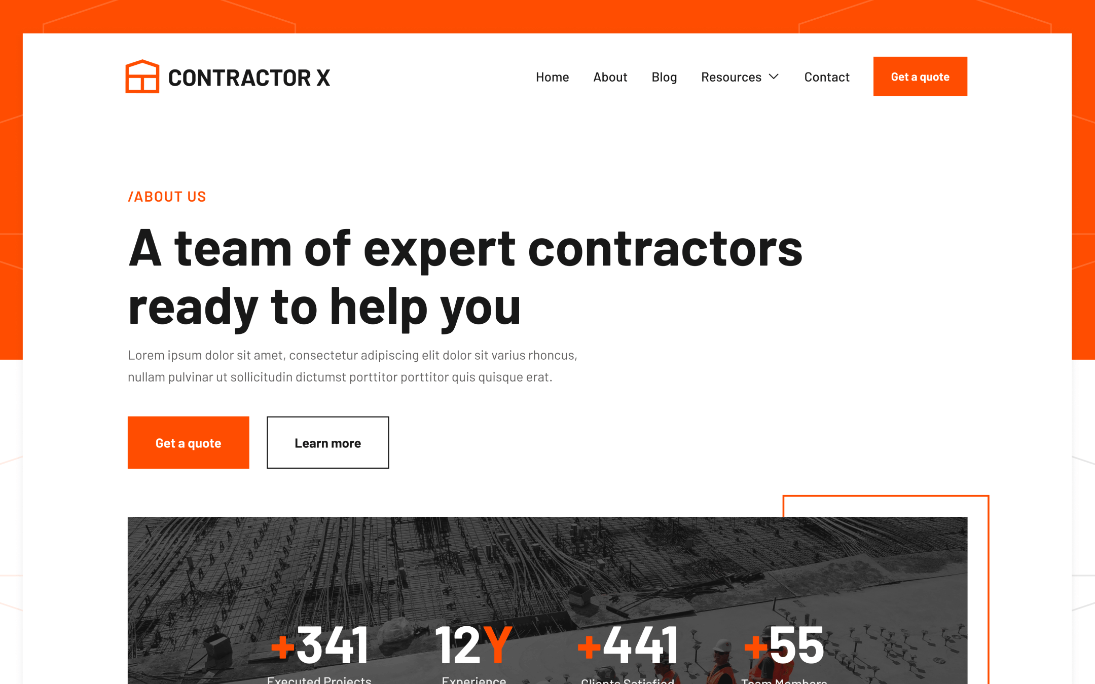 Contractor X Template para Webflow