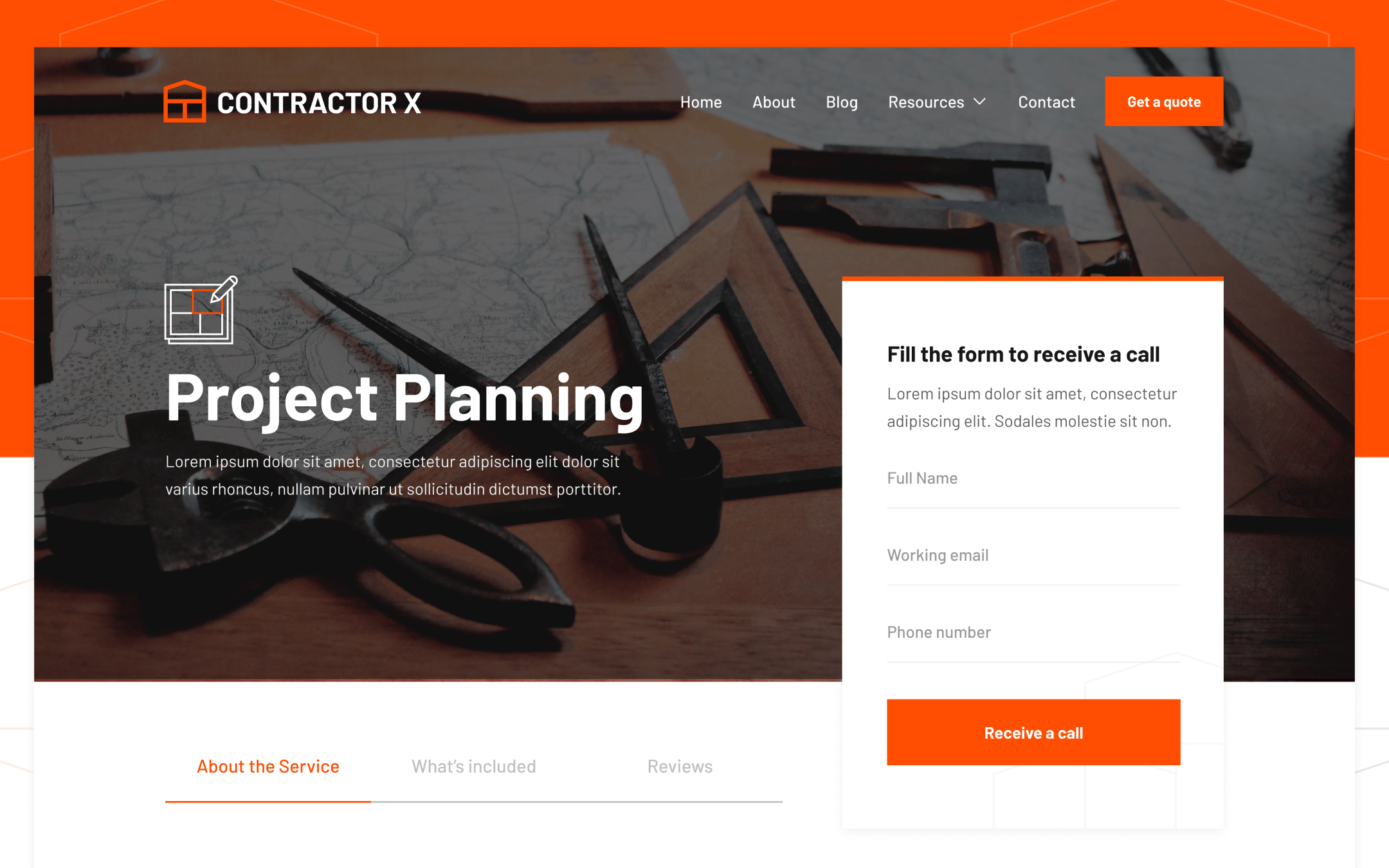 Contractor X Template para Webflow