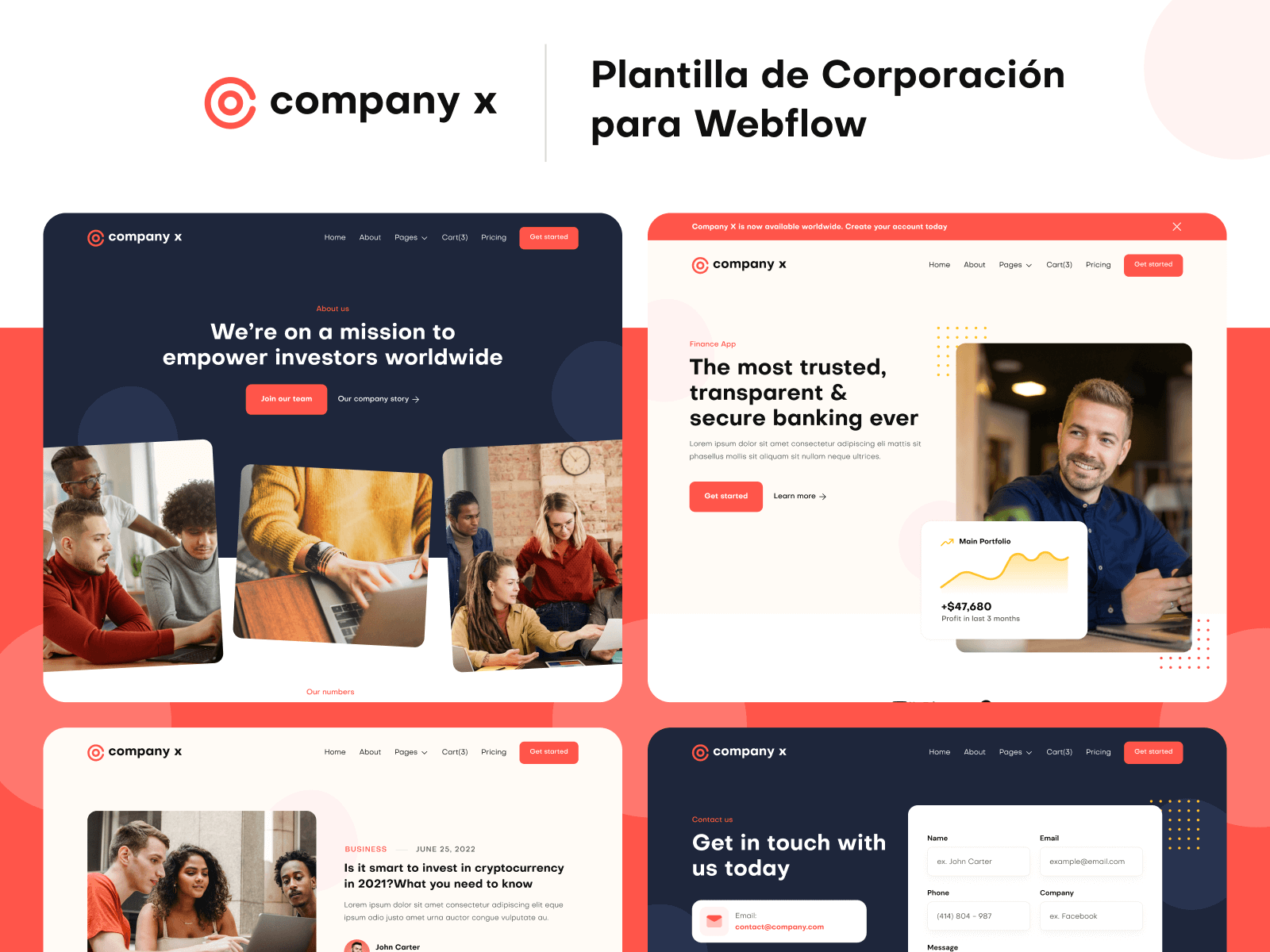 Plantilla de Corporación para Webflow