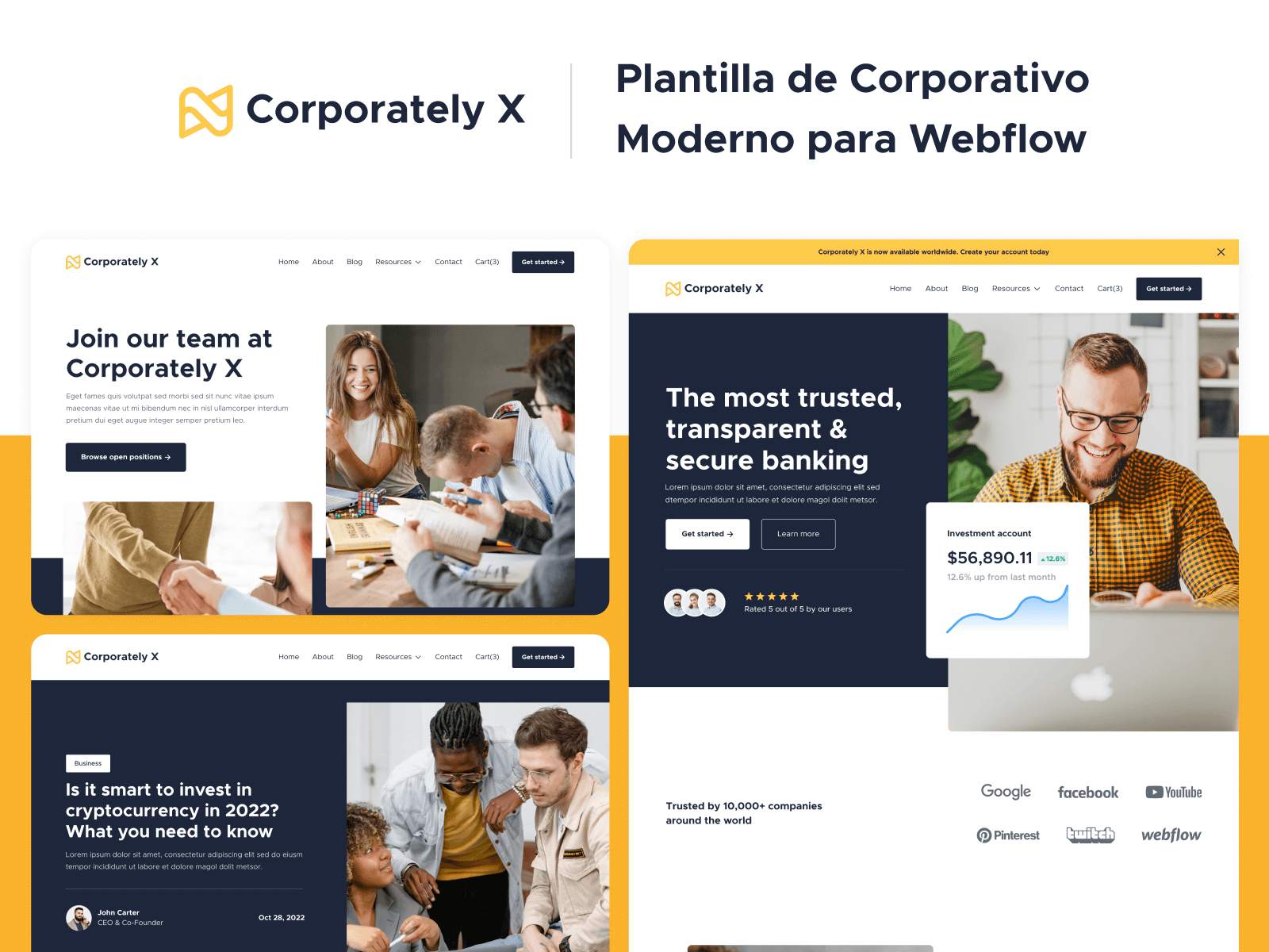  Plantilla de Corporativo Moderno para Webflow