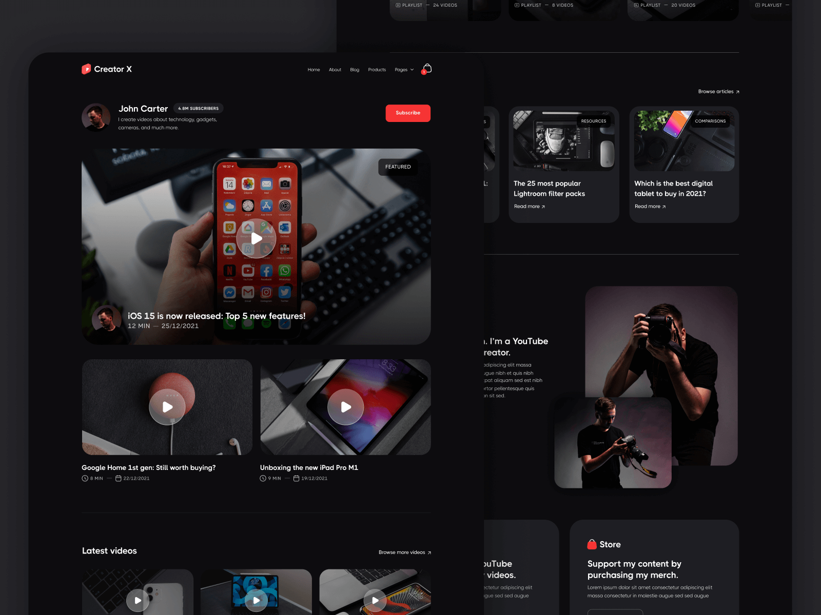 Plantilla de Creador de Contenido para Webflow