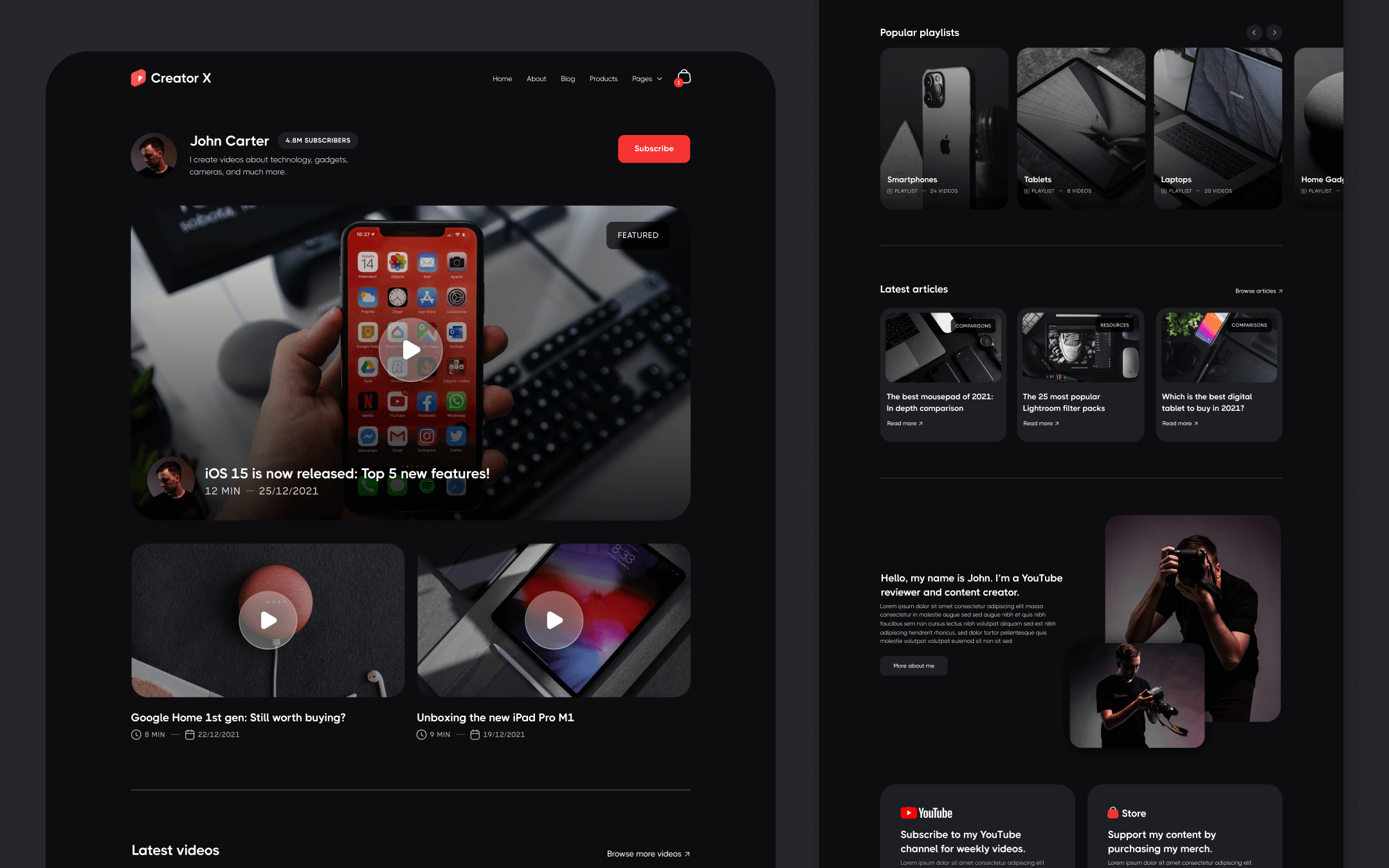 Plantilla de Creador de Contenido para Webflow