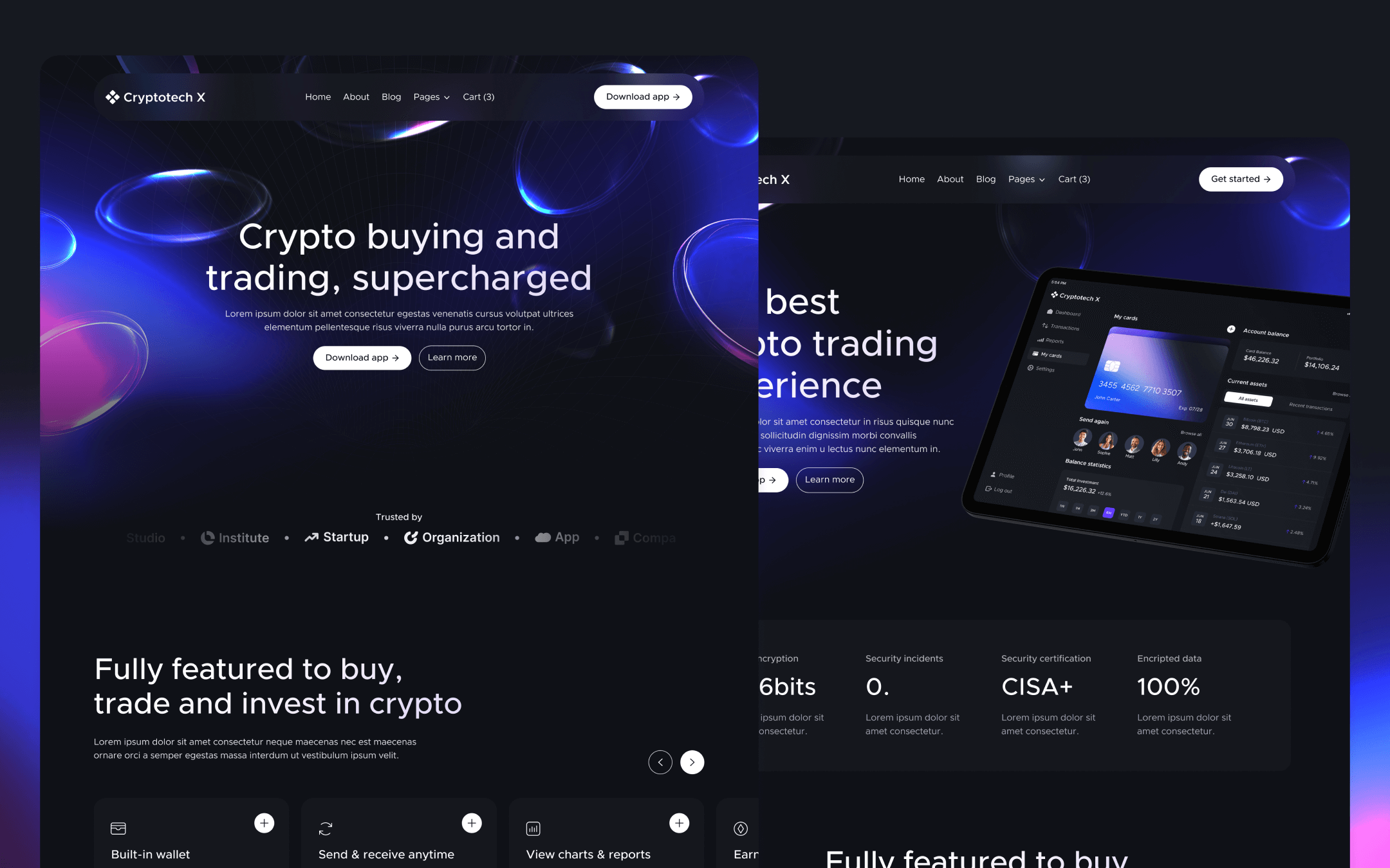 Cryptotech X Template para Webflow