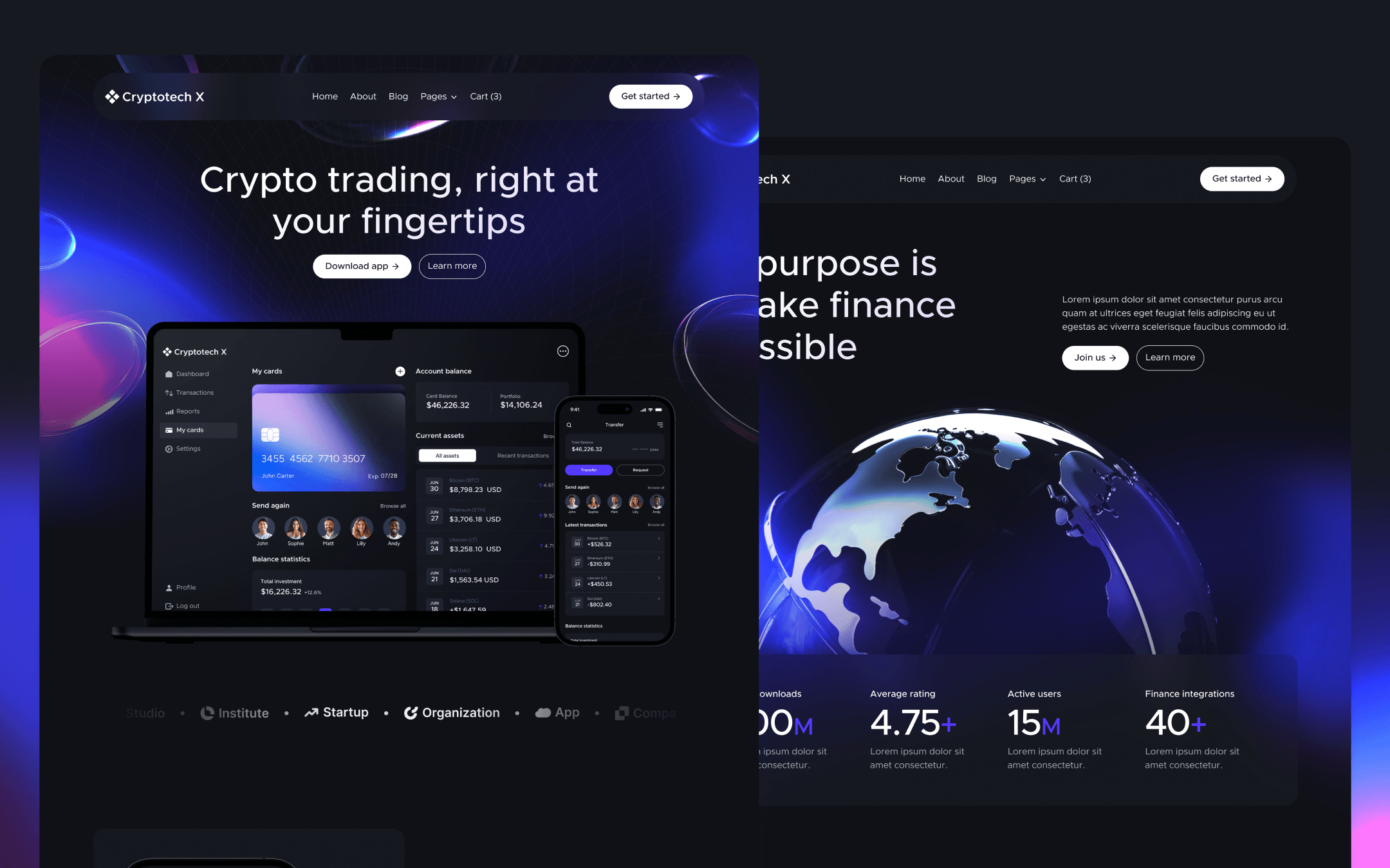 Cryptotech X Template para Webflow