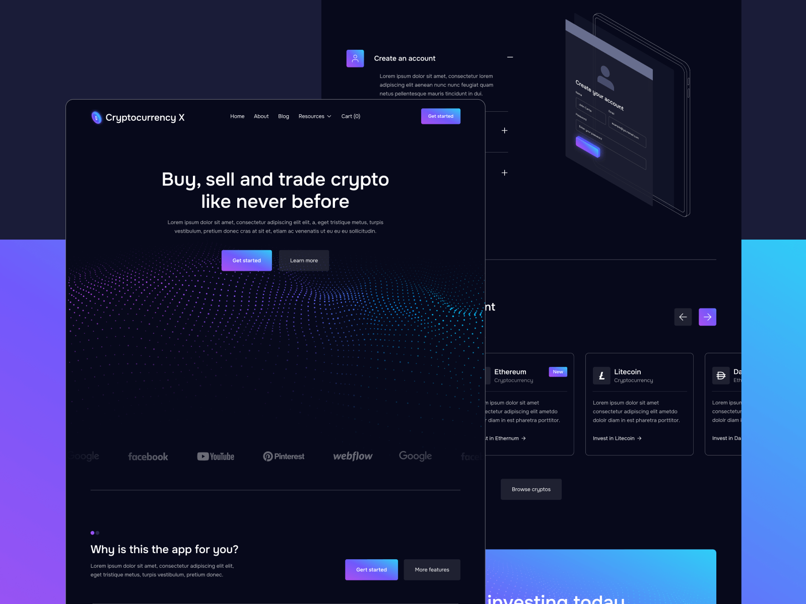 Plantilla de Cryptocurrency para Webflow