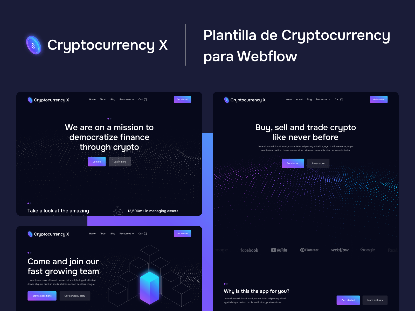  Plantilla de Cryptocurrency para Webflow