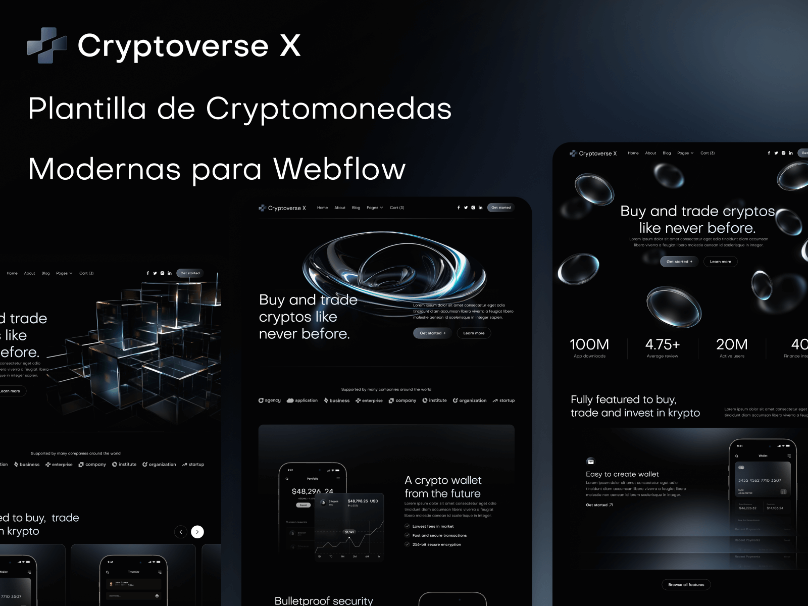 Plantilla de Cryptomonedas Modernas para Webflow