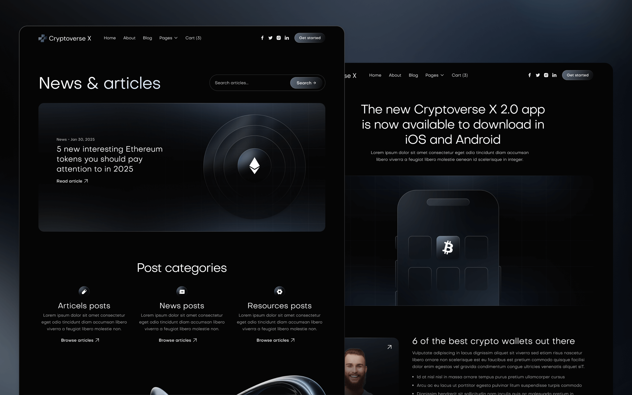 Cryptoverse X Template para Webflow