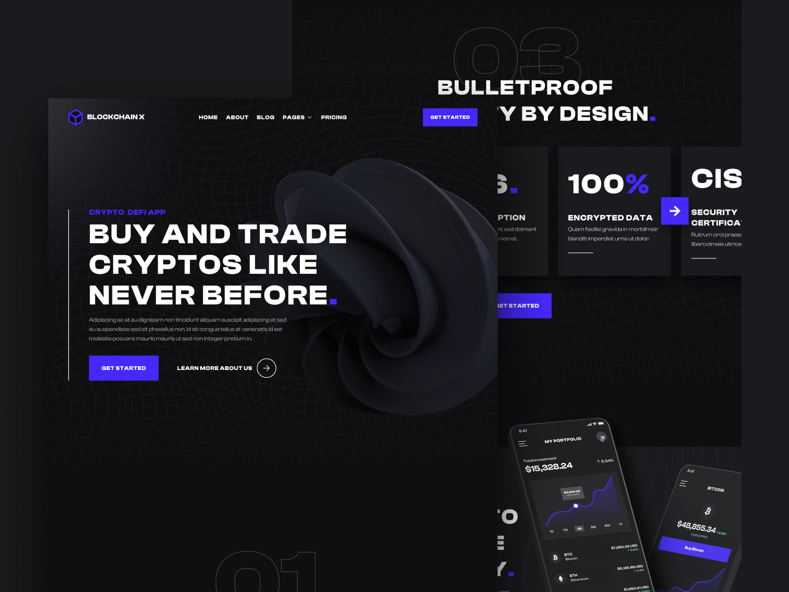 Plantilla de Cryptomonedas Modo Oscuro para Webflow