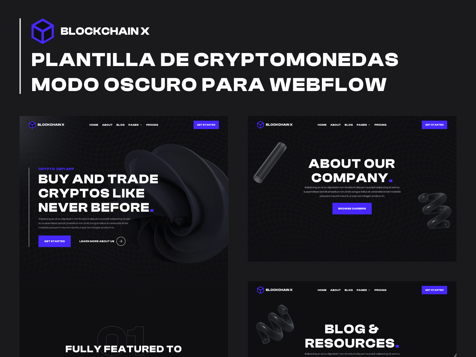 Plantilla de Cryptomonedas Modo Oscuro para Webflow