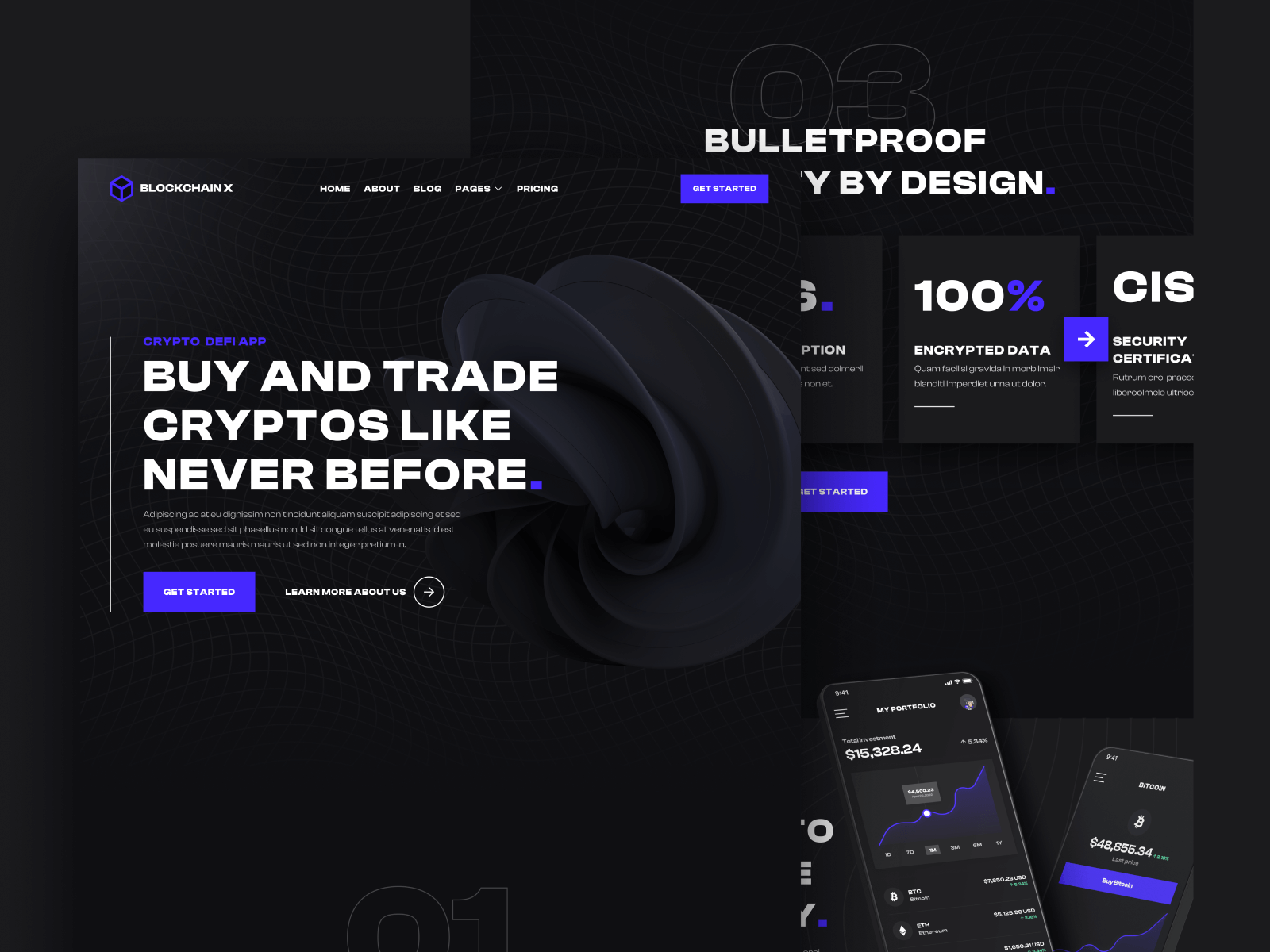 Template de Empresa Crypto Modo Oscuro para Webflow