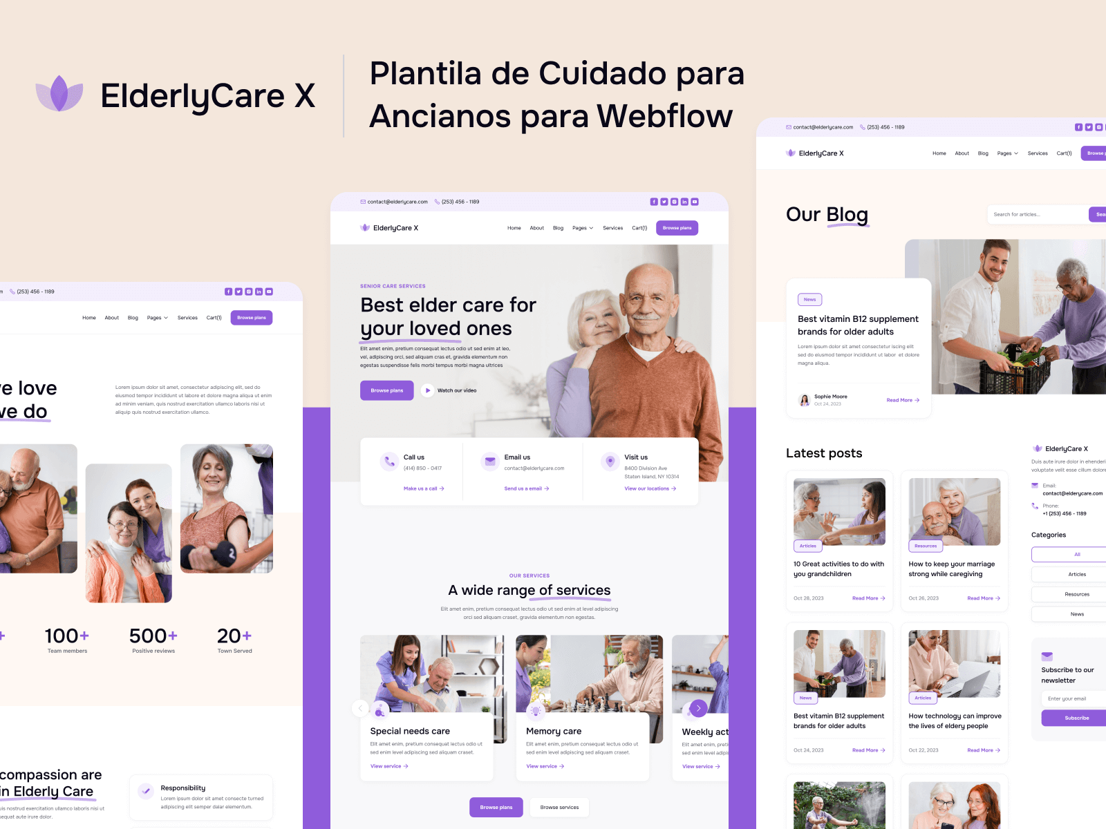 Plantilla de Cuidado de Ancianos para Webflow