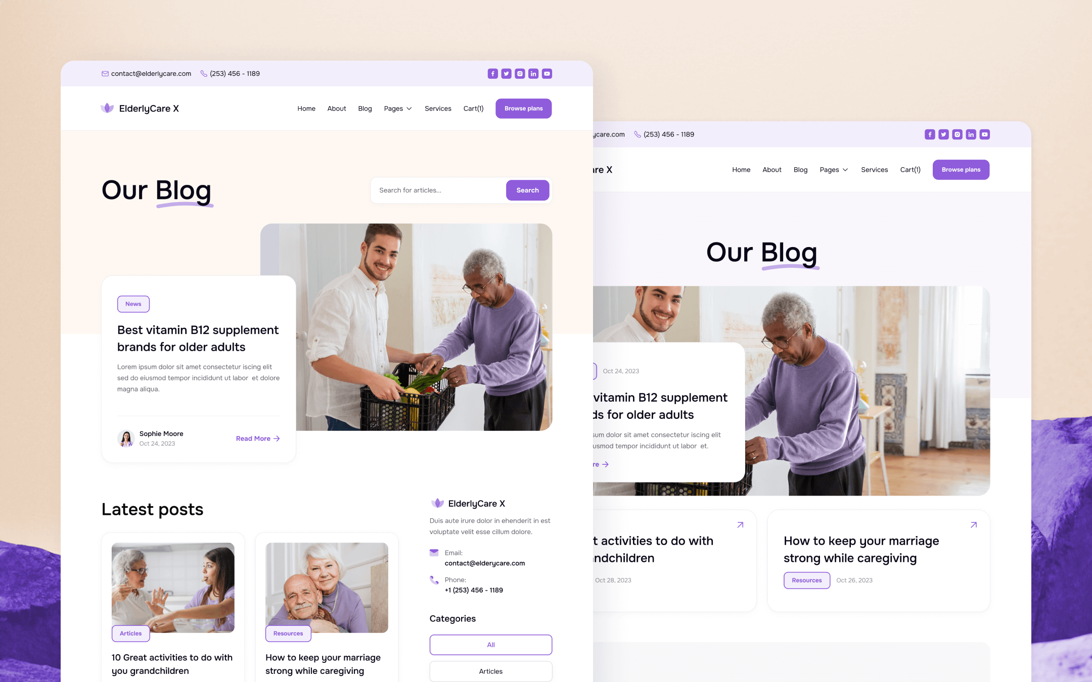 ElderlyCare X Template para Webflow