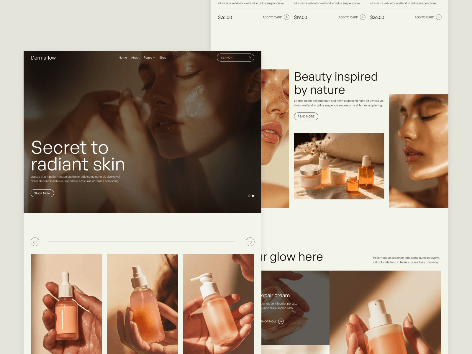 Plantilla de Cuidado de la Piel para Webflow