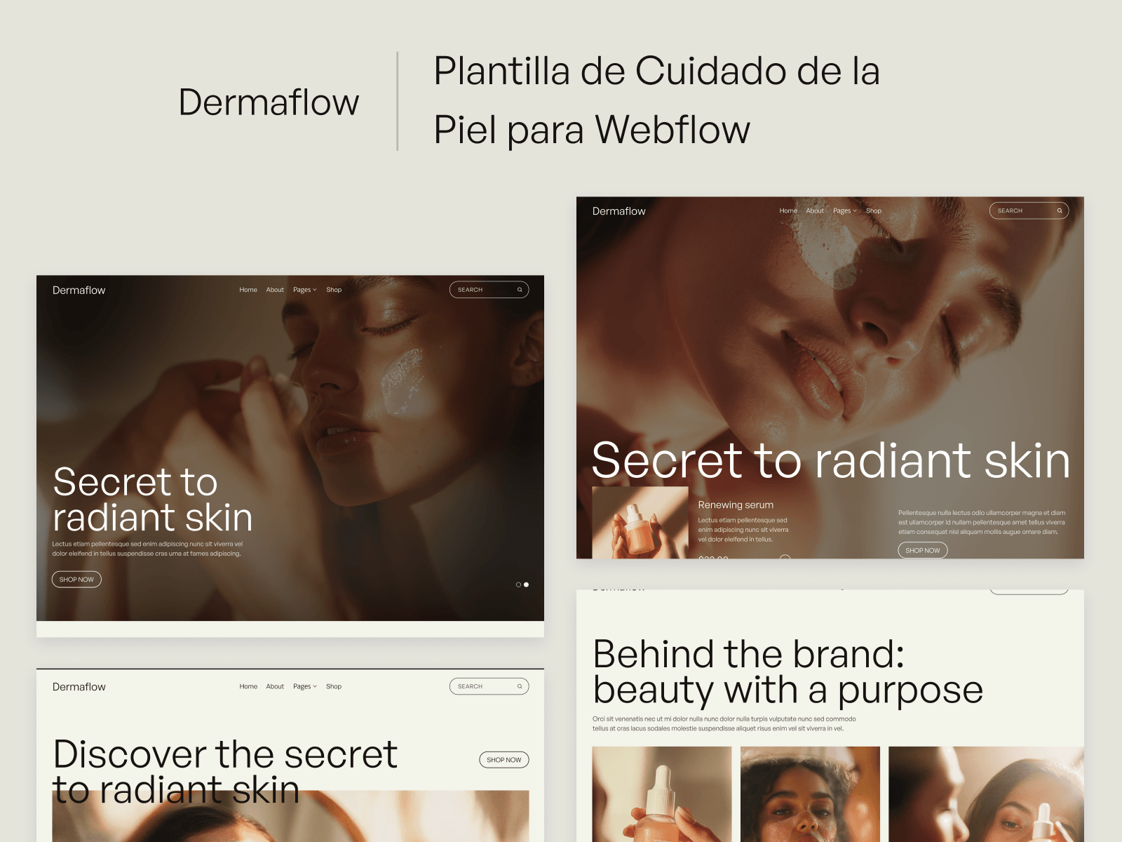 Plantilla de Cuidado de la Piel para Webflow